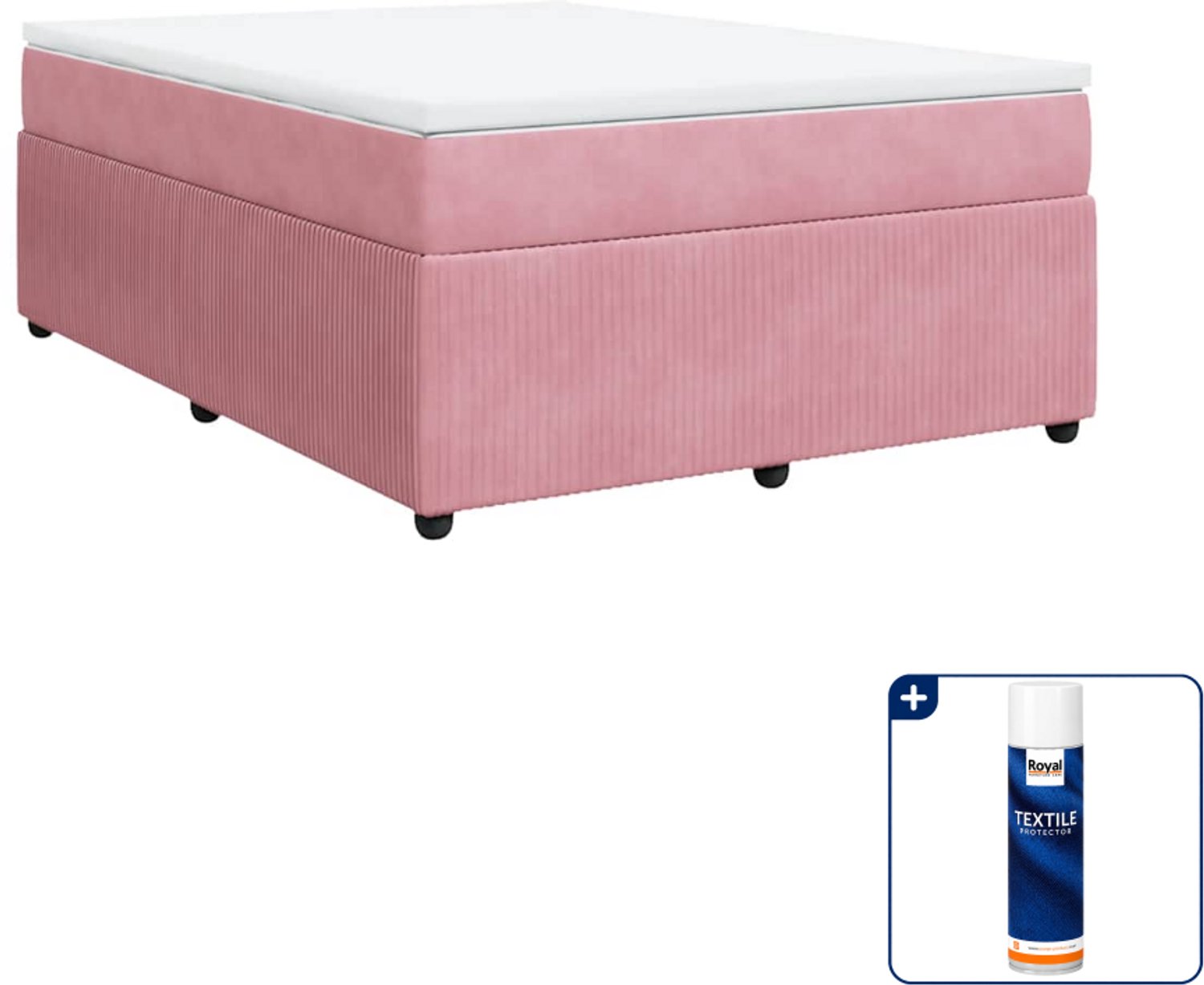 vidaXL Boxspring Queensize - 160 x 200 cm - fluweel - roze - Inclusief textielbeschermer 500 ml