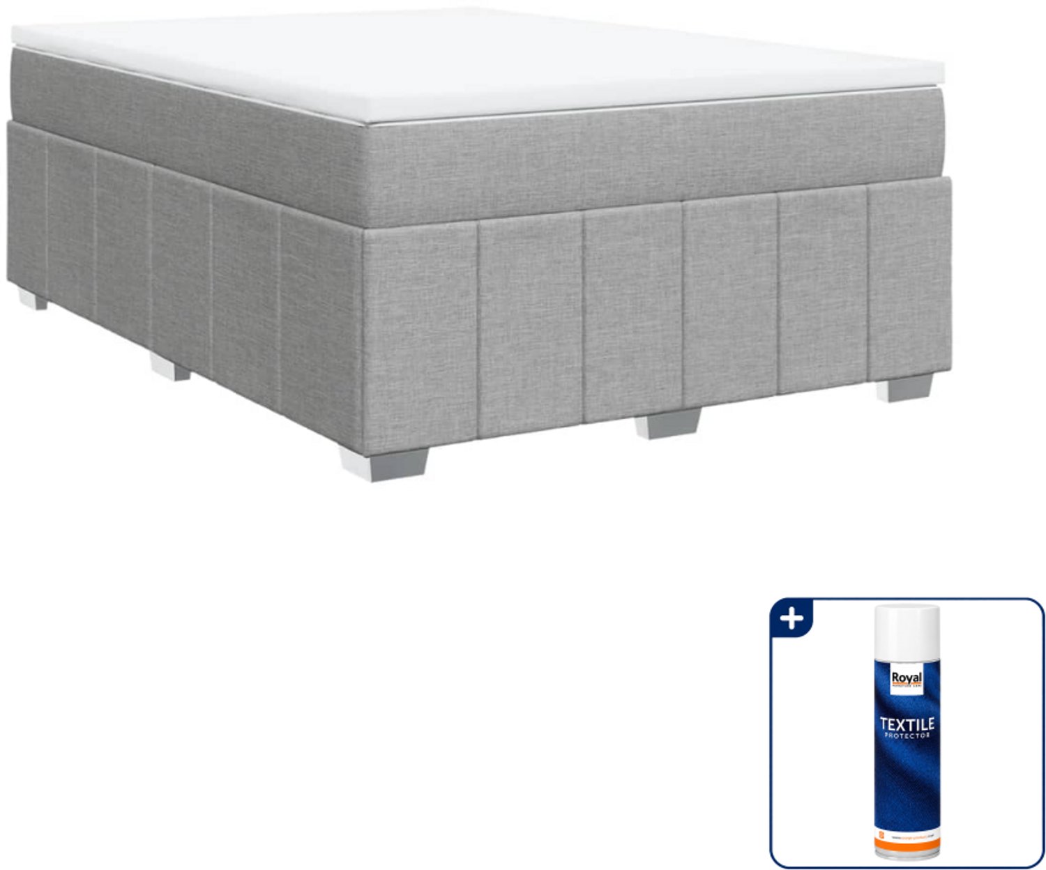 vidaXL Queensize boxspring met matras - 160 x 200 cm - lichtgrijs - Inclusief textielbeschermer 500 ml