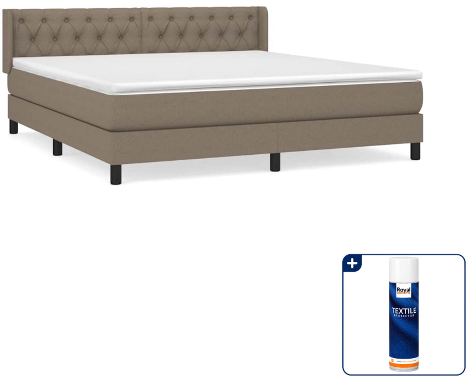 vidaXL boxspring - Queensize - 160 x 200 cm - taupe - Inclusief textielbeschermer 500 ml