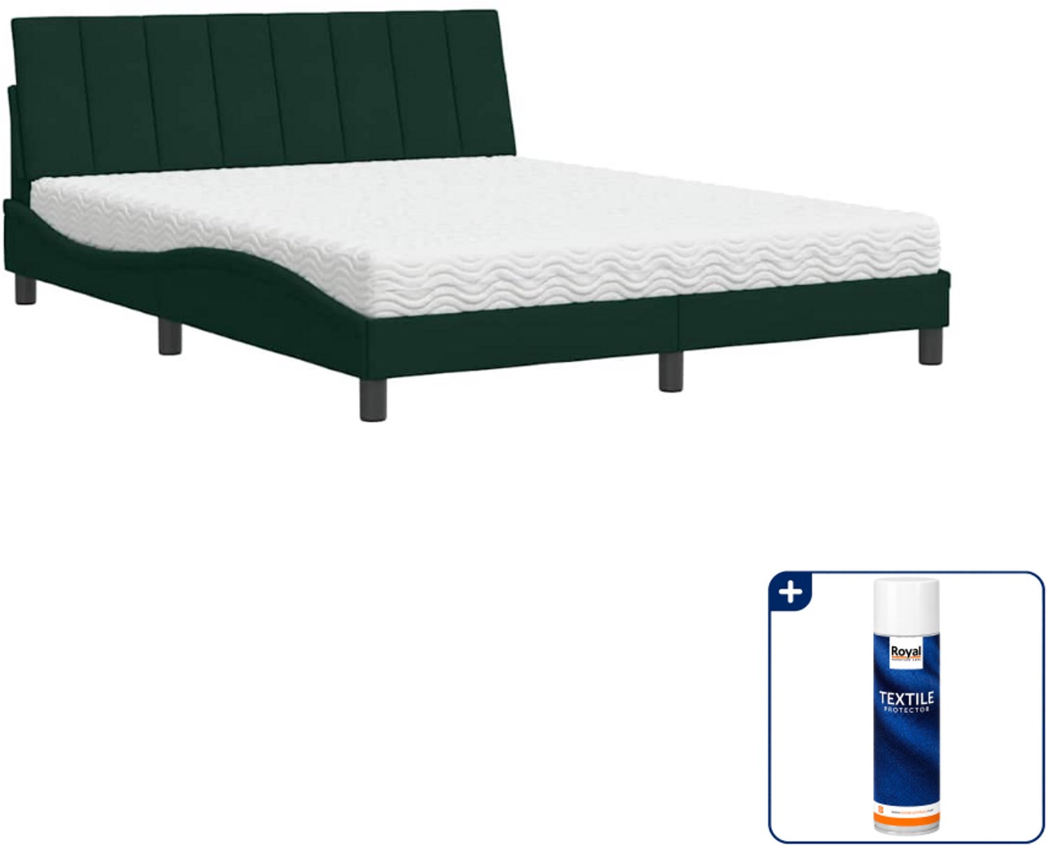 vidaXL Hanko bed met matras - Queensize - 160 x 200 cm - donkergroen - Inclusief textielbeschermer 500 ml