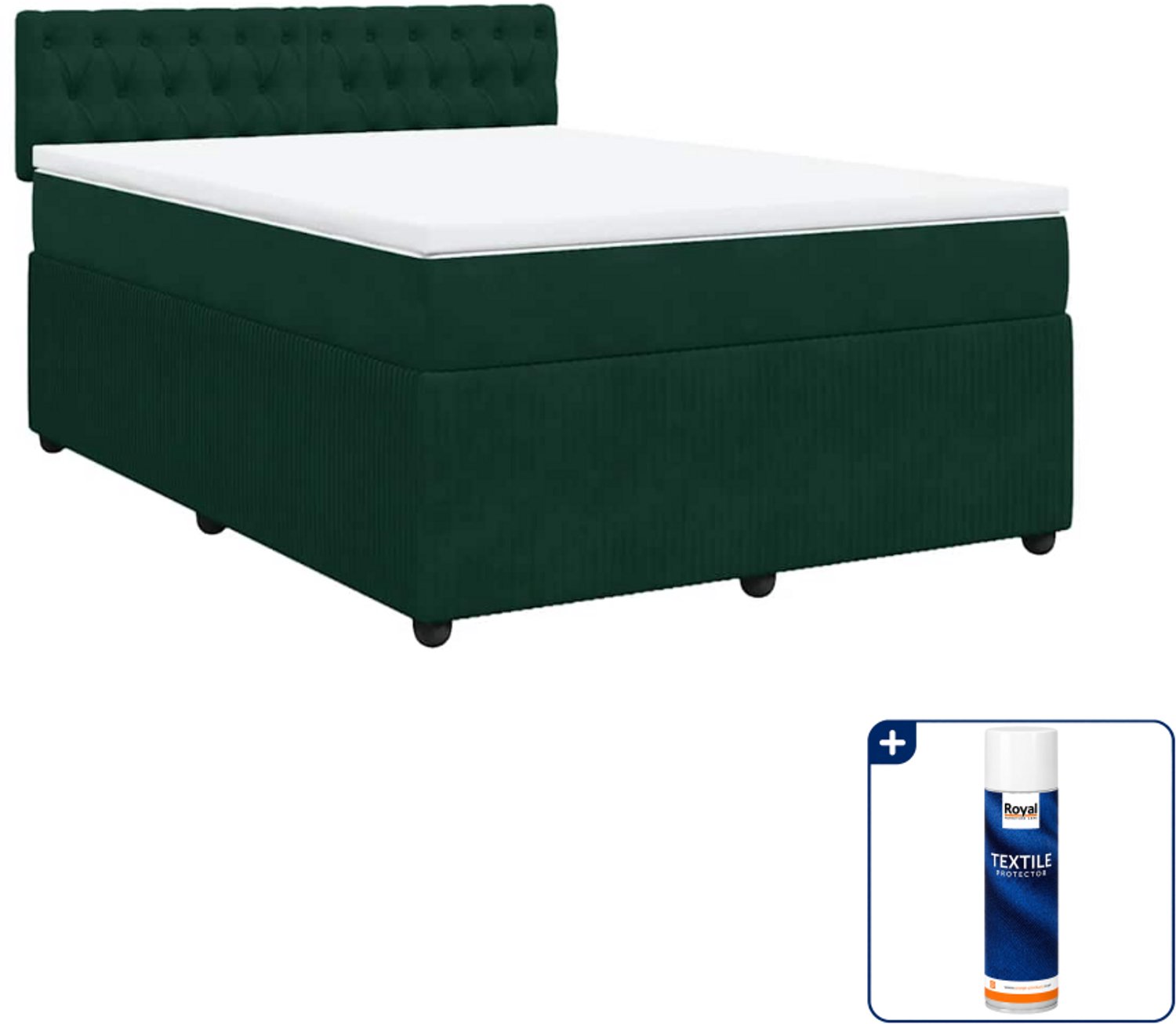 vidaXL boxspring Queensize - 160 x 200 cm - fluweel - donkergroen - Inclusief textielbeschermer 500 ml