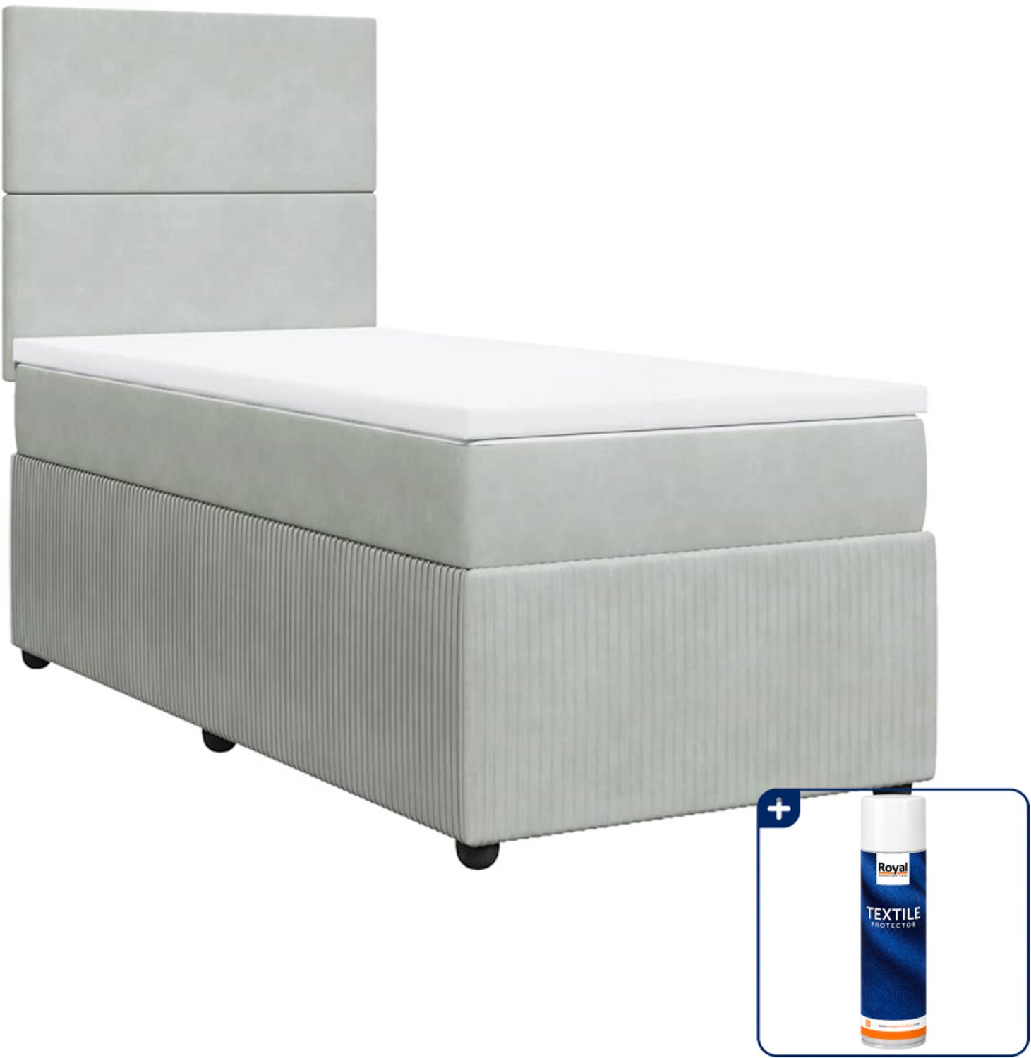 vidaXL Boxspring 90 x 200 cm - fluweel - lichtgrijs - Inclusief textielbeschermer 500 ml