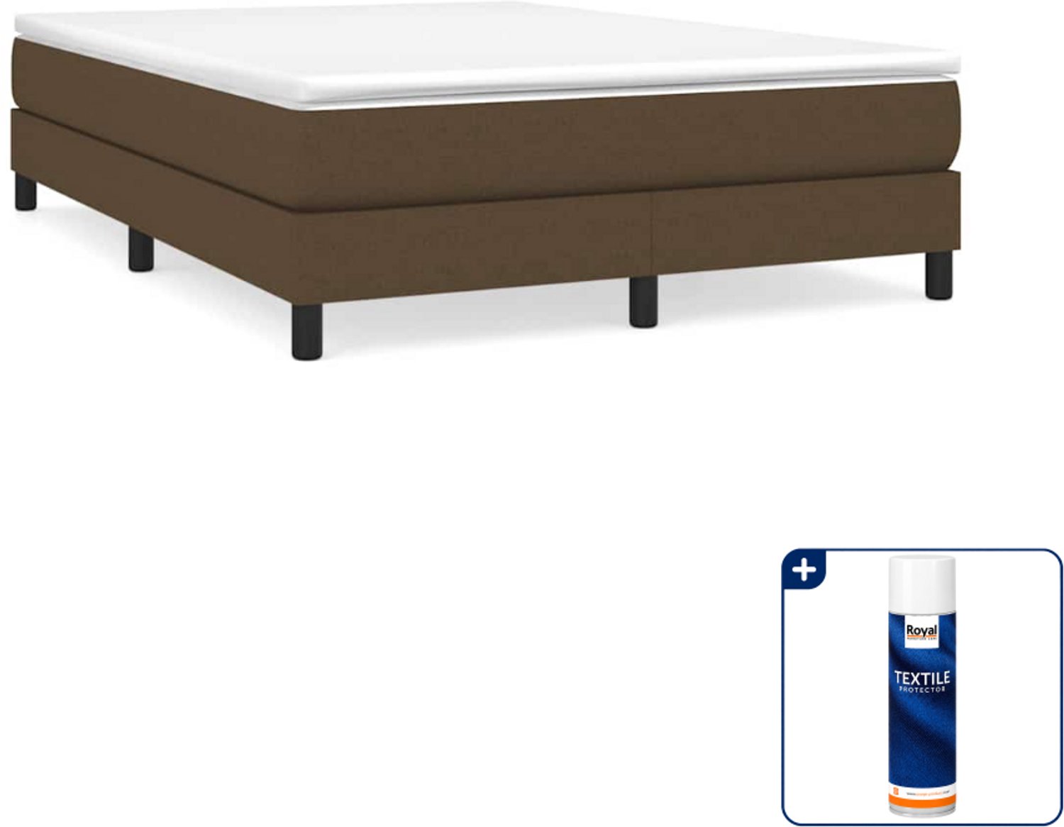 vidaXL boxspring met matras - queensize - 160 x 200 cm - donkerbruin - Inclusief textielbeschermer 500 ml