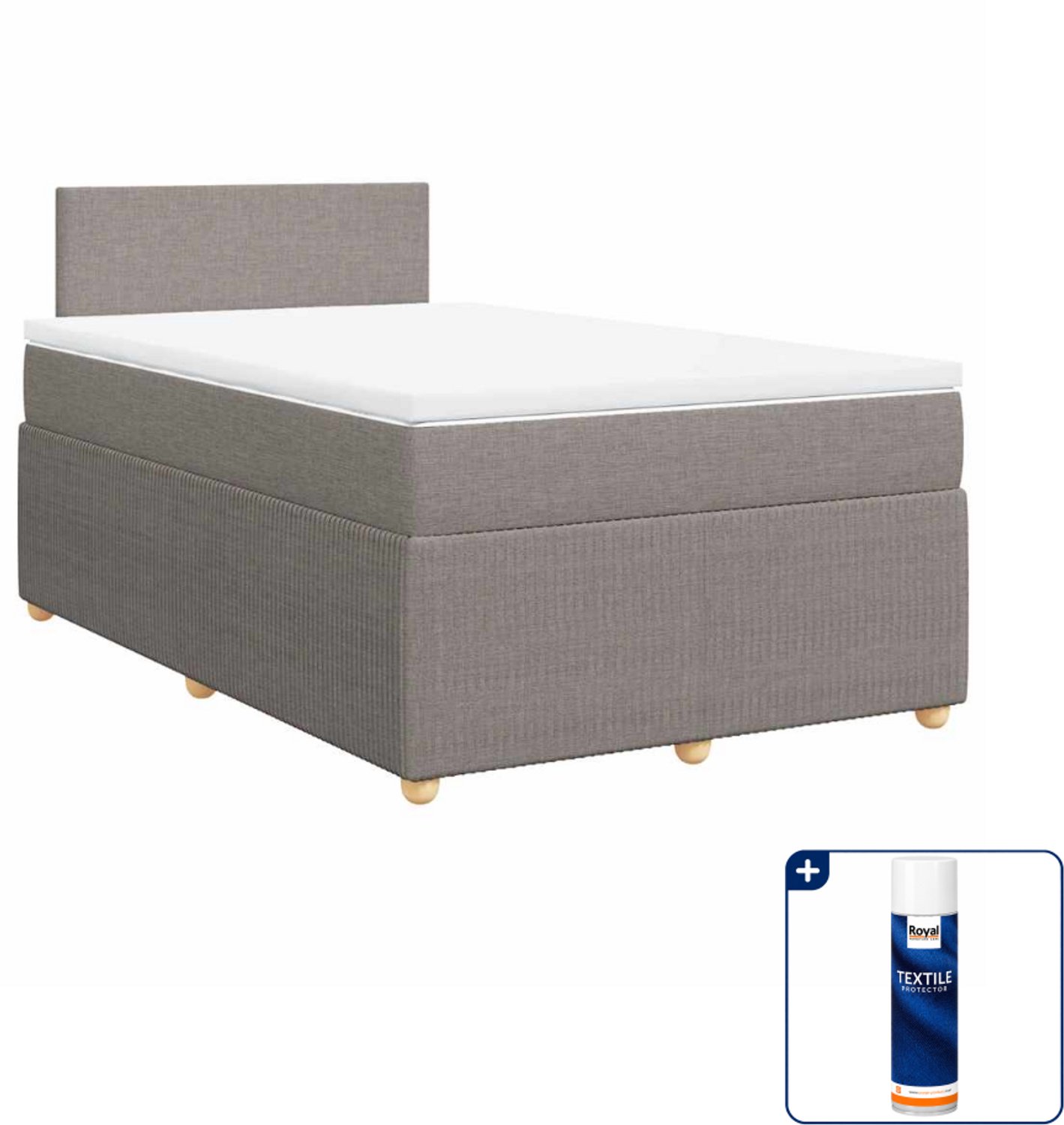 vidaXL boxspring met matras 120 x 200 cm - taupe - Inclusief textielbeschermer 500 ml