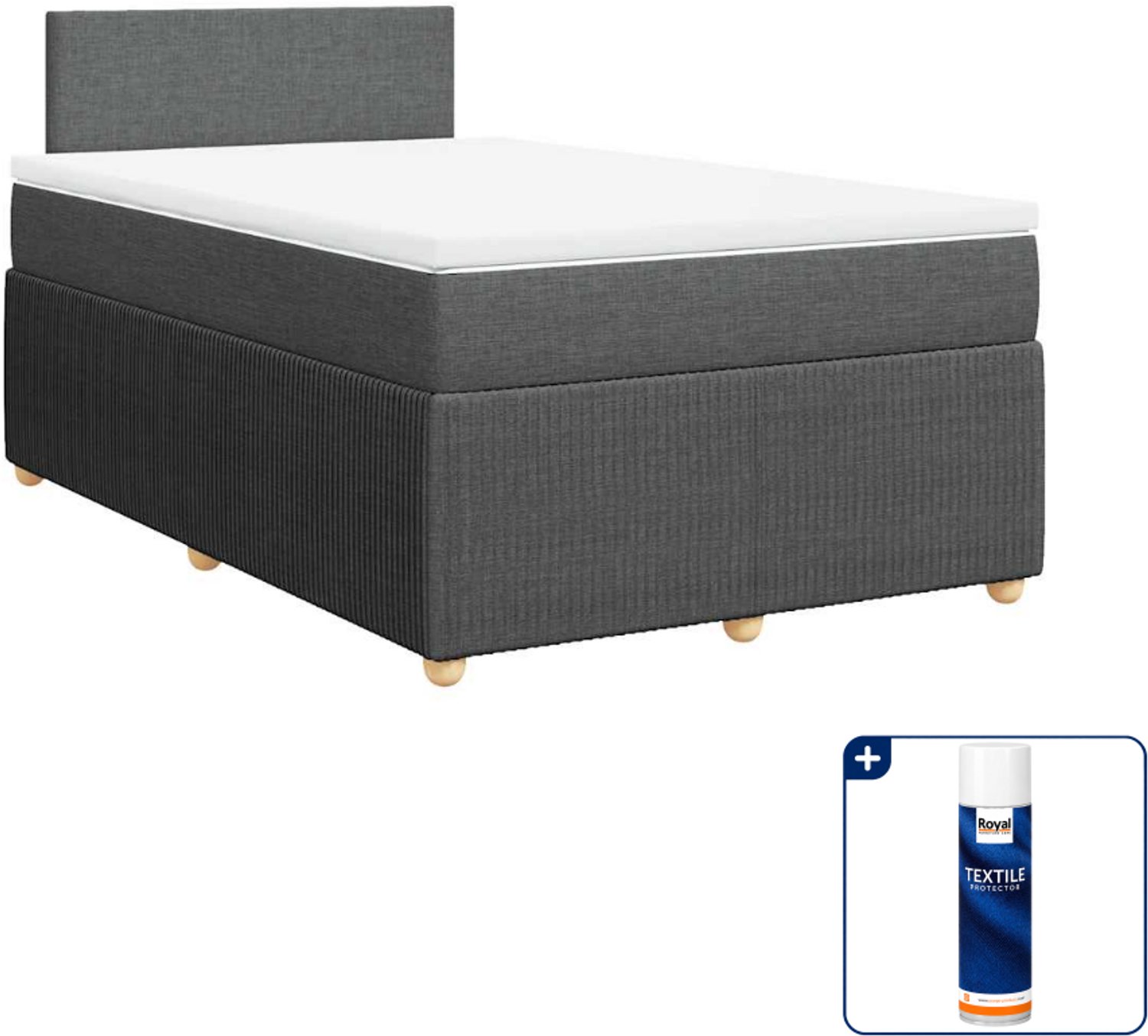 vidaXL boxspring met matras - 120 x 190 cm - donkergrijs - Inclusief textielbeschermer 500 ml