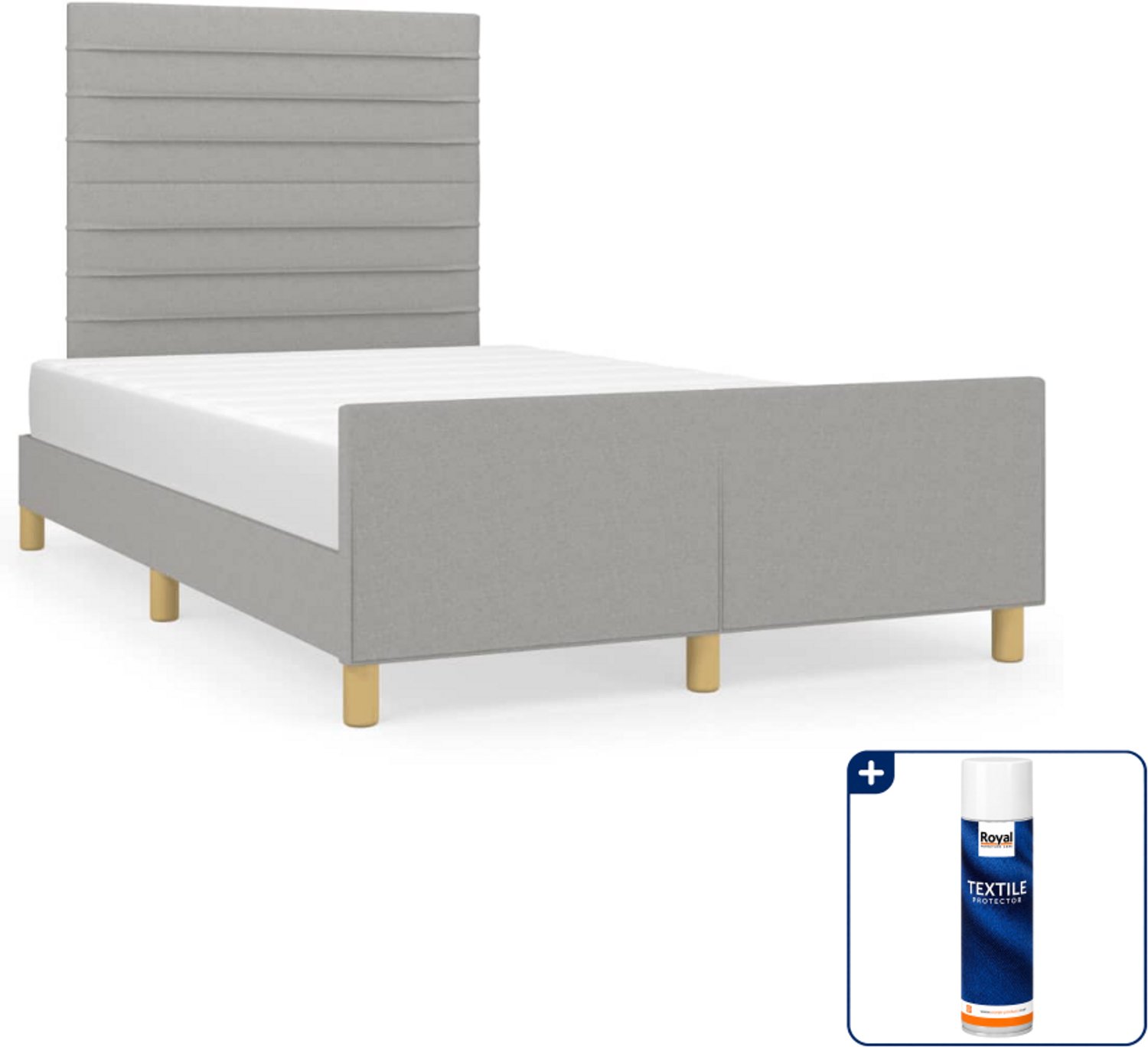 vidaXL bedframe - 120 x 190 cm - stof - lichtgrijs - Inclusief textielbeschermer 500 ml