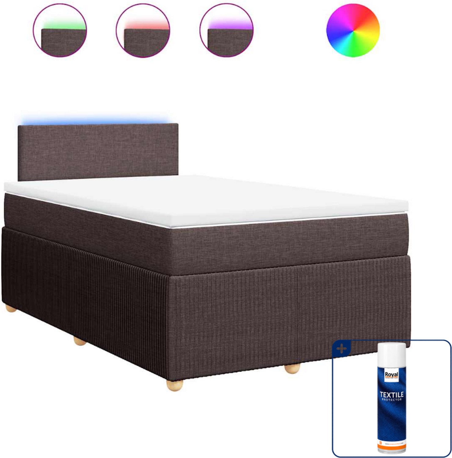 vidaXL boxspring met matras - 120 x 190 cm - donkerbruin - Inclusief textielbeschermer 500 ml