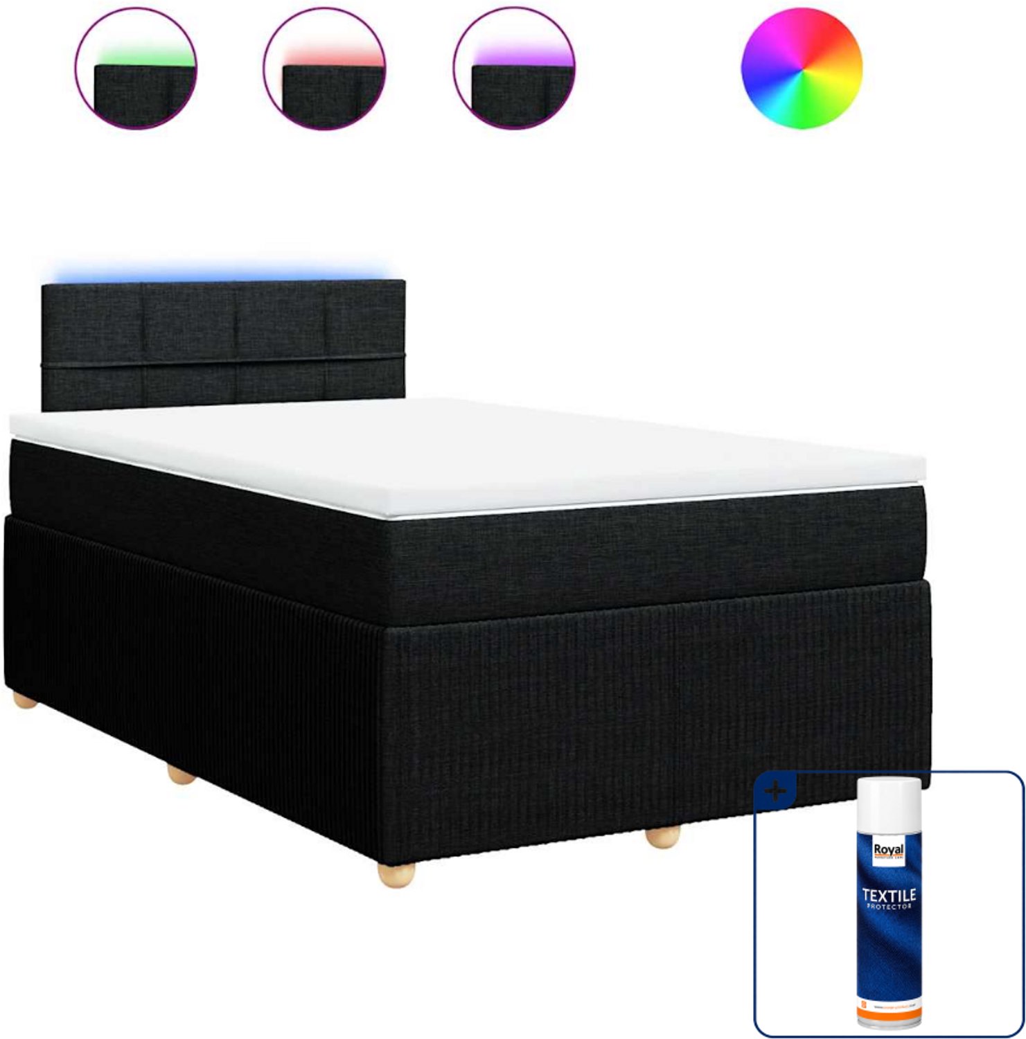 vidaXL boxspring met matras 120 x 200 cm - stof - zwart - Inclusief textielbeschermer 500 ml