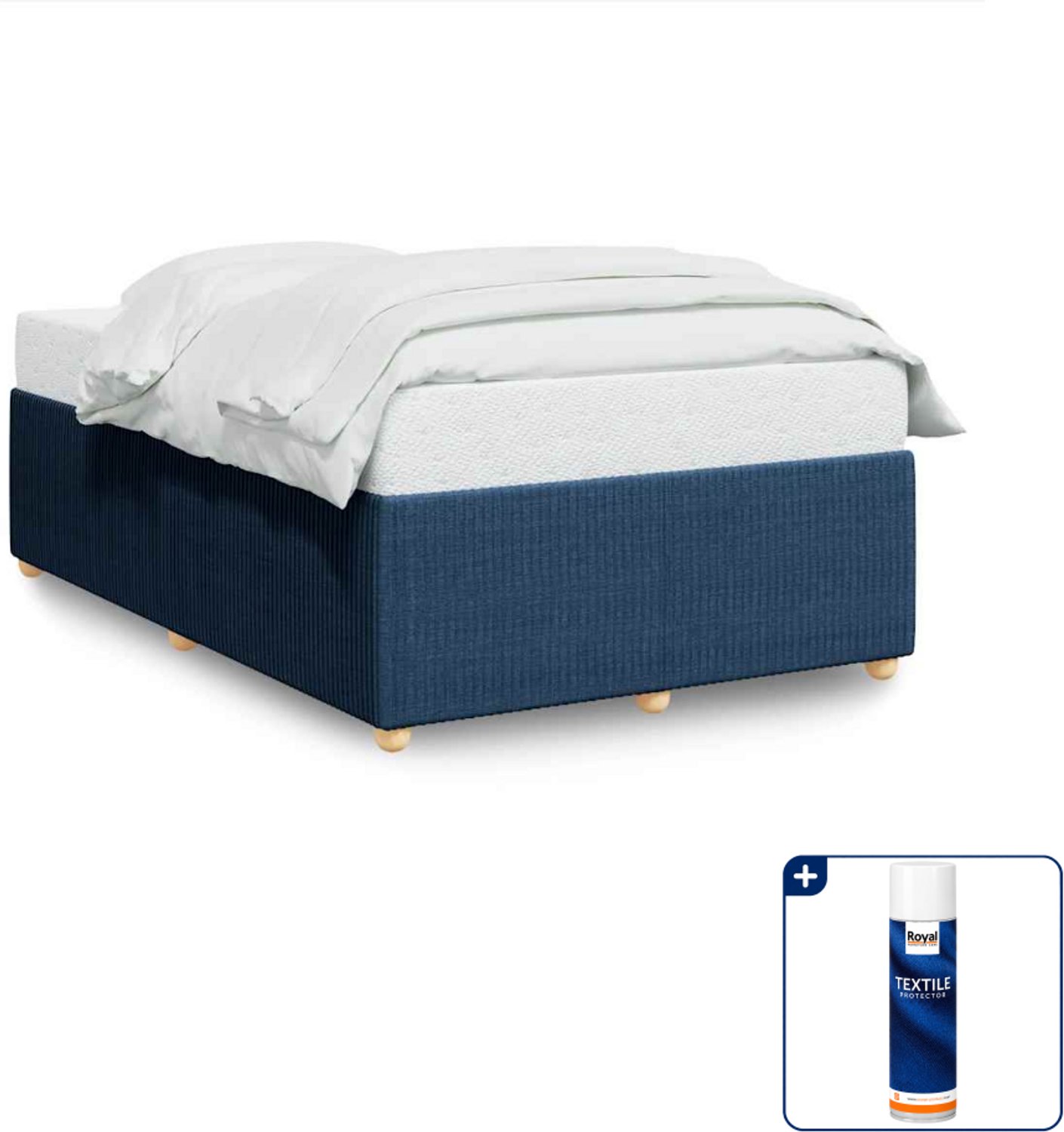 vidaXL bedframe - 120 x 200 cm - stof - blauw - Inclusief textielbeschermer 500 ml