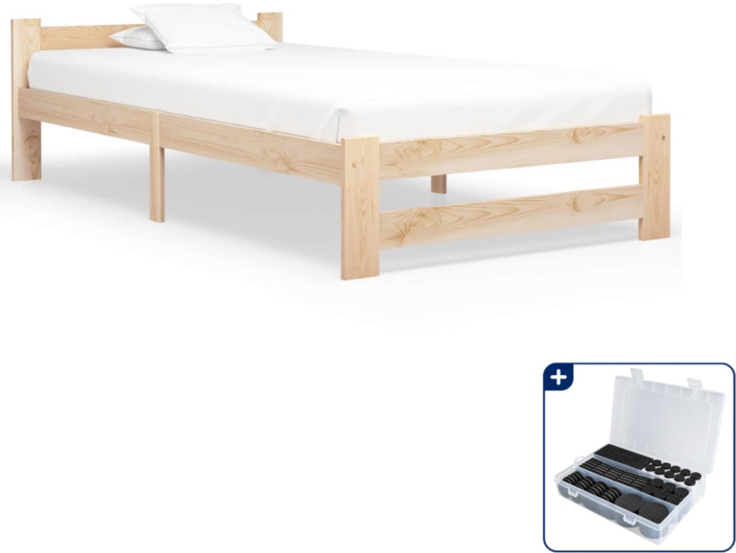 vidaXL bedframe - 100 x 200 cm - massief grenenhout - Inclusief antikrasvilt 177-delig Bruin