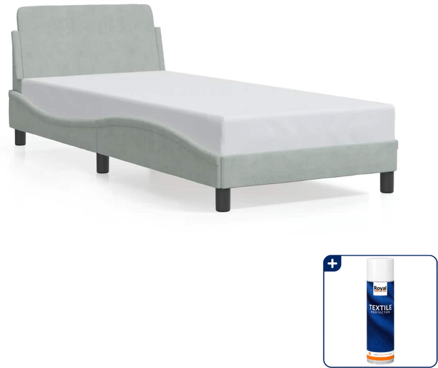 vidaXL Bedframe Dover 90 x 200 cm - fluweel - lichtgrijs - Inclusief textielbeschermer 500 ml