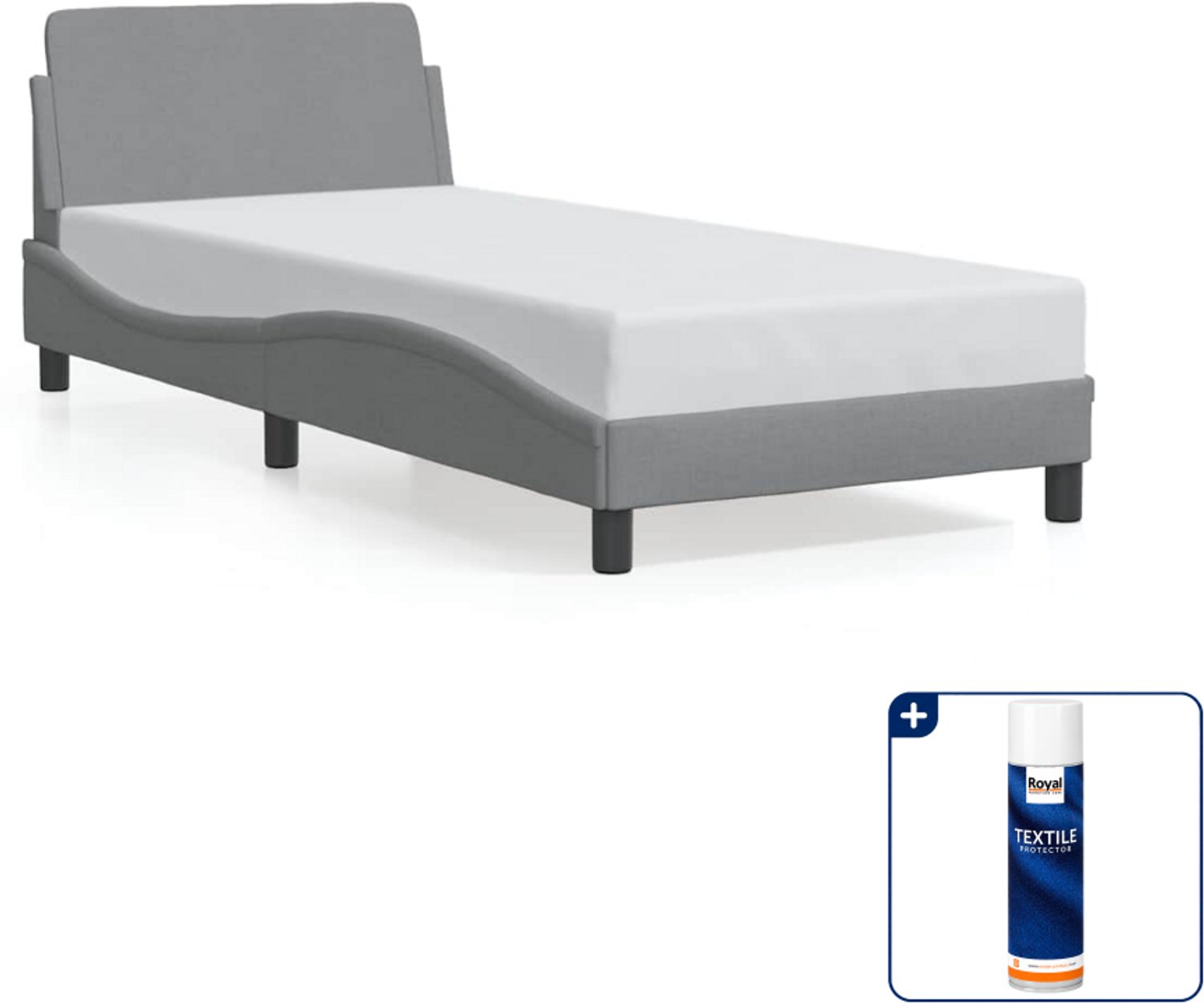 vidaXL bedframe Dover 80 x 200 cm - stof - lichtgrijs - Inclusief textielbeschermer 500 ml