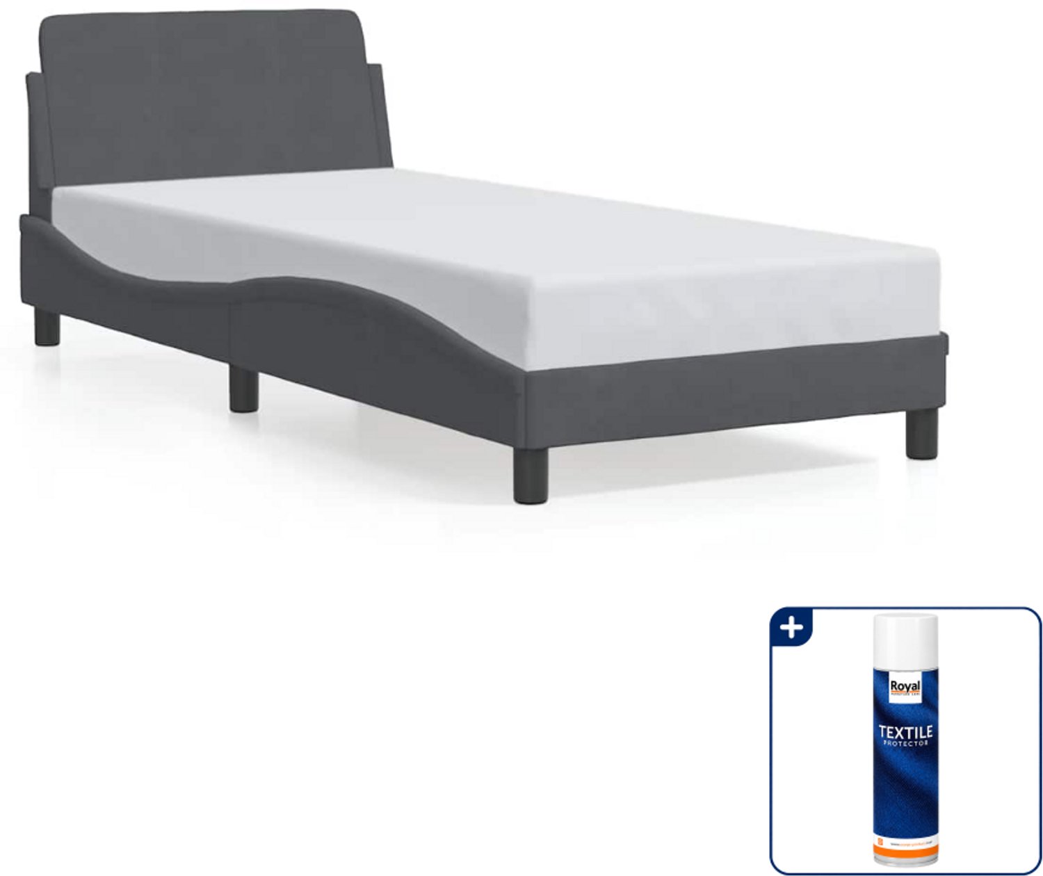 vidaXL bedframe Dover - 90 x 200 cm - fluweel - donkergrijs - Inclusief textielbeschermer 500 ml