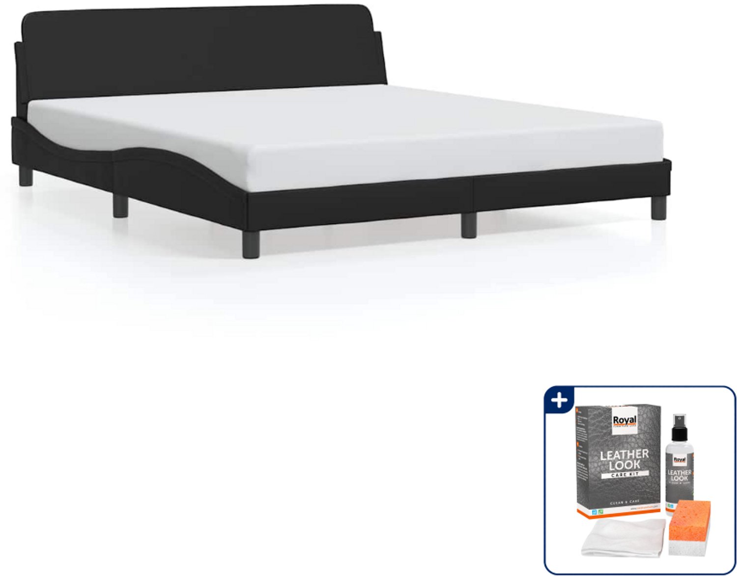 vidaXL Dover bedframe - Kingsize - 180 x 200 cm - zwart - Inclusief onderhoudsset voor kunstleer 150 ml