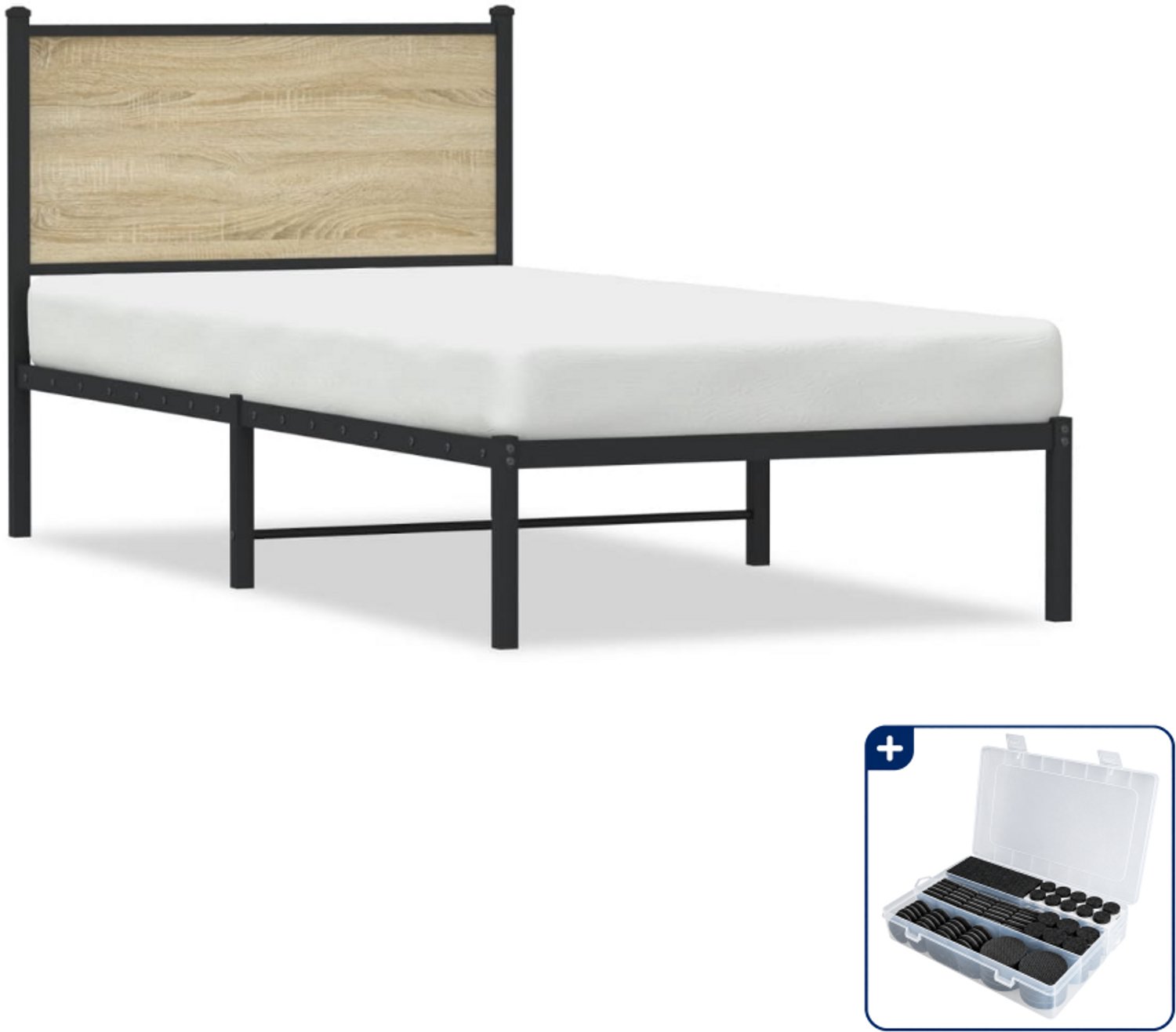 vidaXL bedframe - 80 x 200 cm - sonoma eiken - Inclusief antikrasvilt 177-delig Bruin