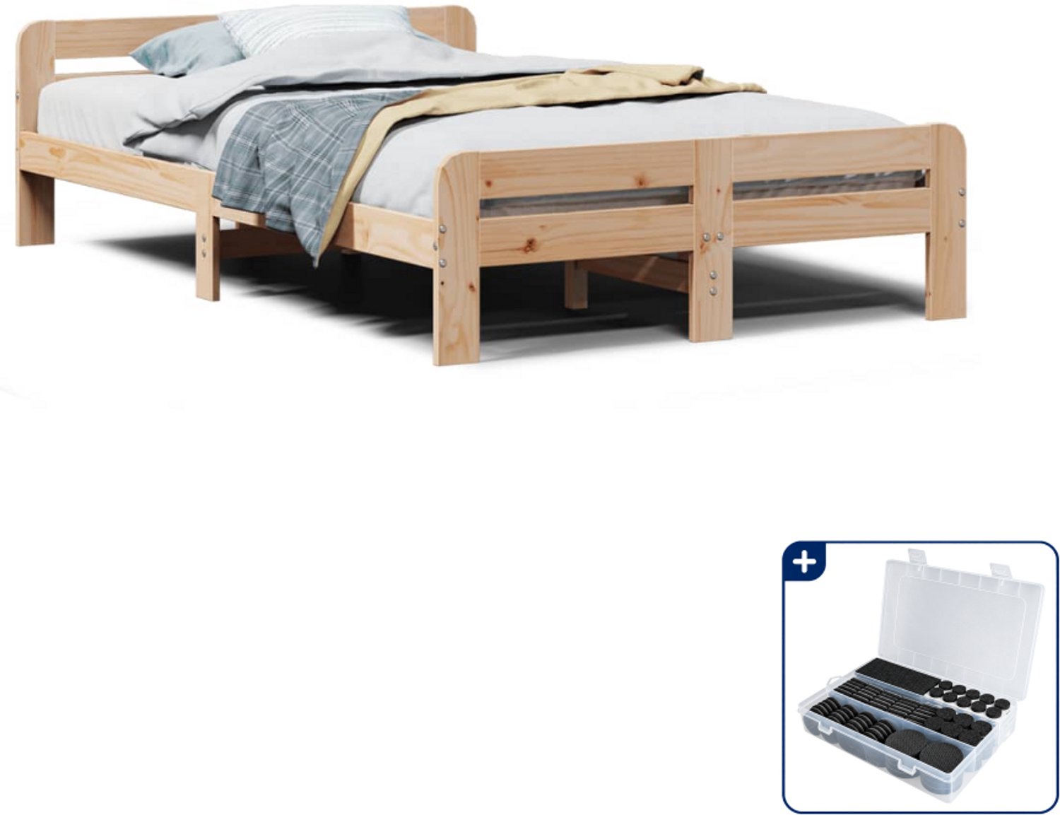 vidaXL bedframe - 120 x 190 cm - massief grenenhout - Inclusief antikrasvilt 177-delig Bruin