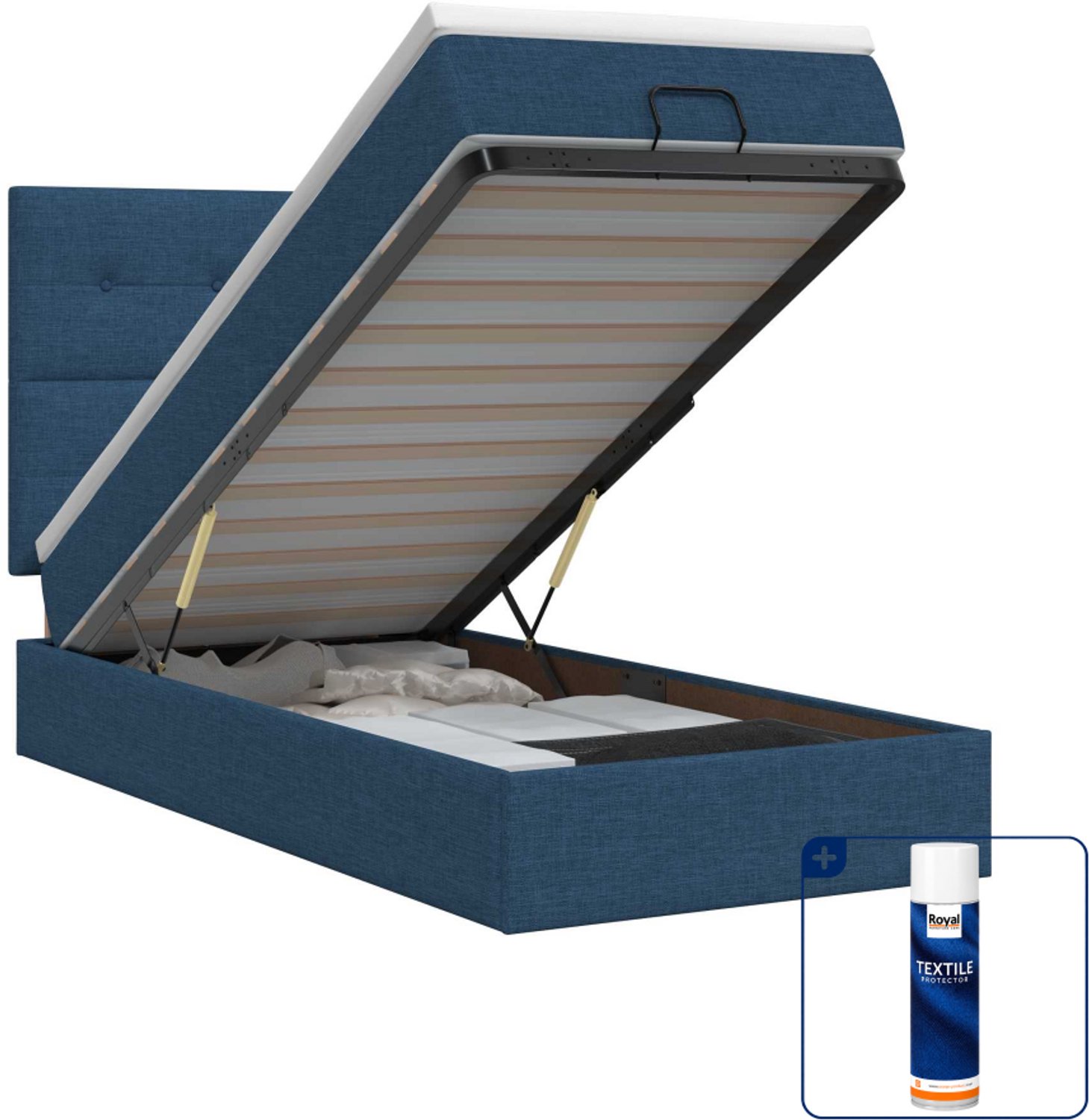 vidaXL ottoman bed - 80 x 200 cm - stof - blauw - Inclusief textielbeschermer 500 ml
