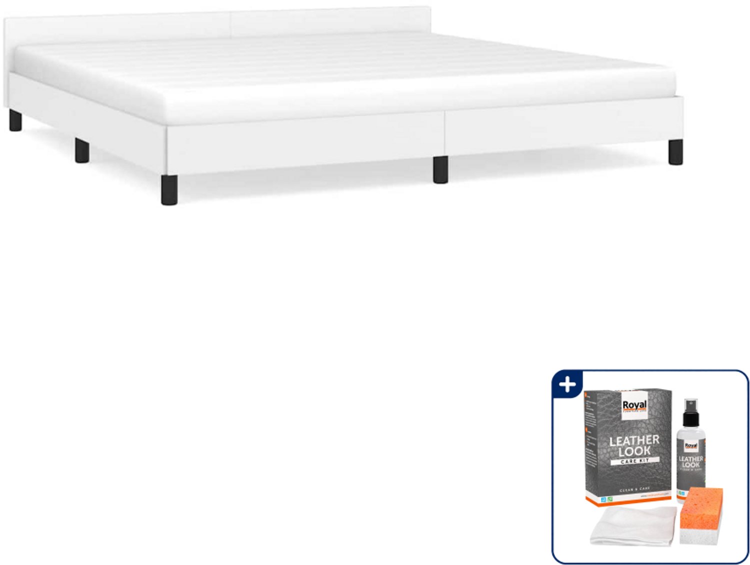 vidaXL bedframe - 200 x 200 cm - kunstleer - wit - Inclusief onderhoudsset voor kunstleer 150 ml