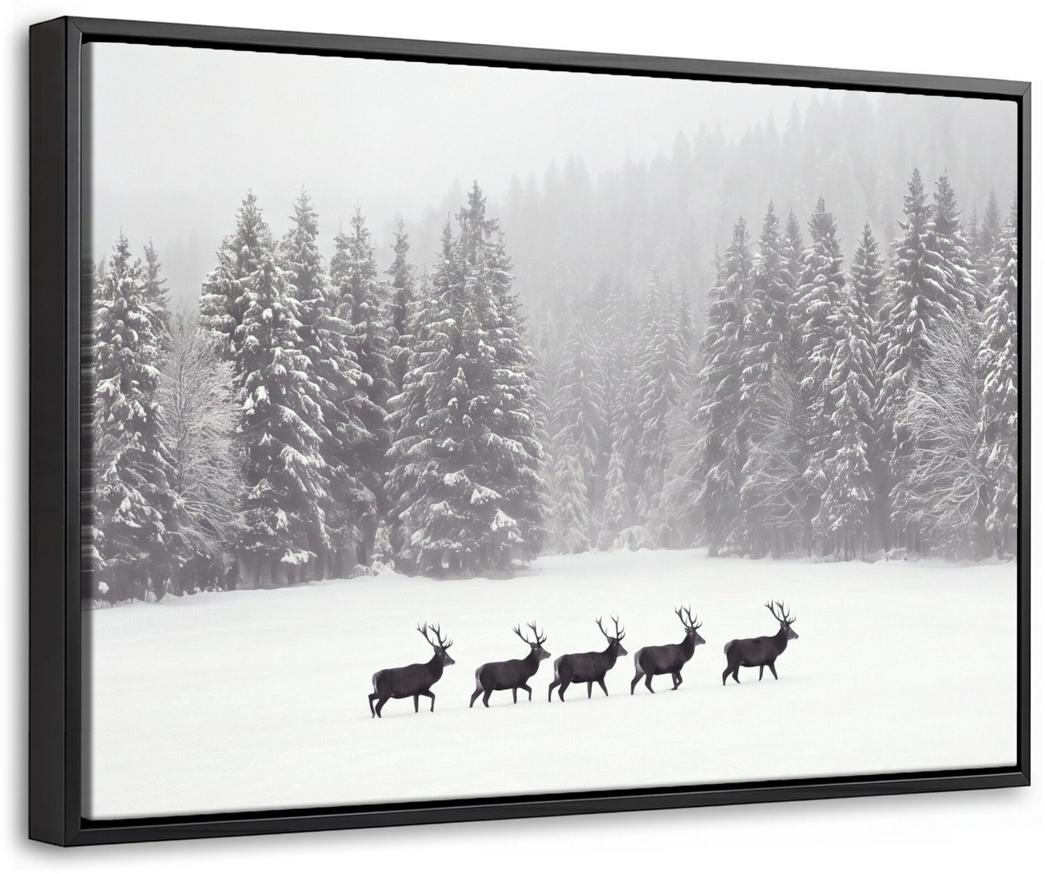 Canvas Schilderij met Baklijst 30x20cm - Natuur - Bos - Winter - Muurdecoratie woonkamer - Slaapkamer decoratie - Kamer accessoires - Schilderijen op canvas met lijst