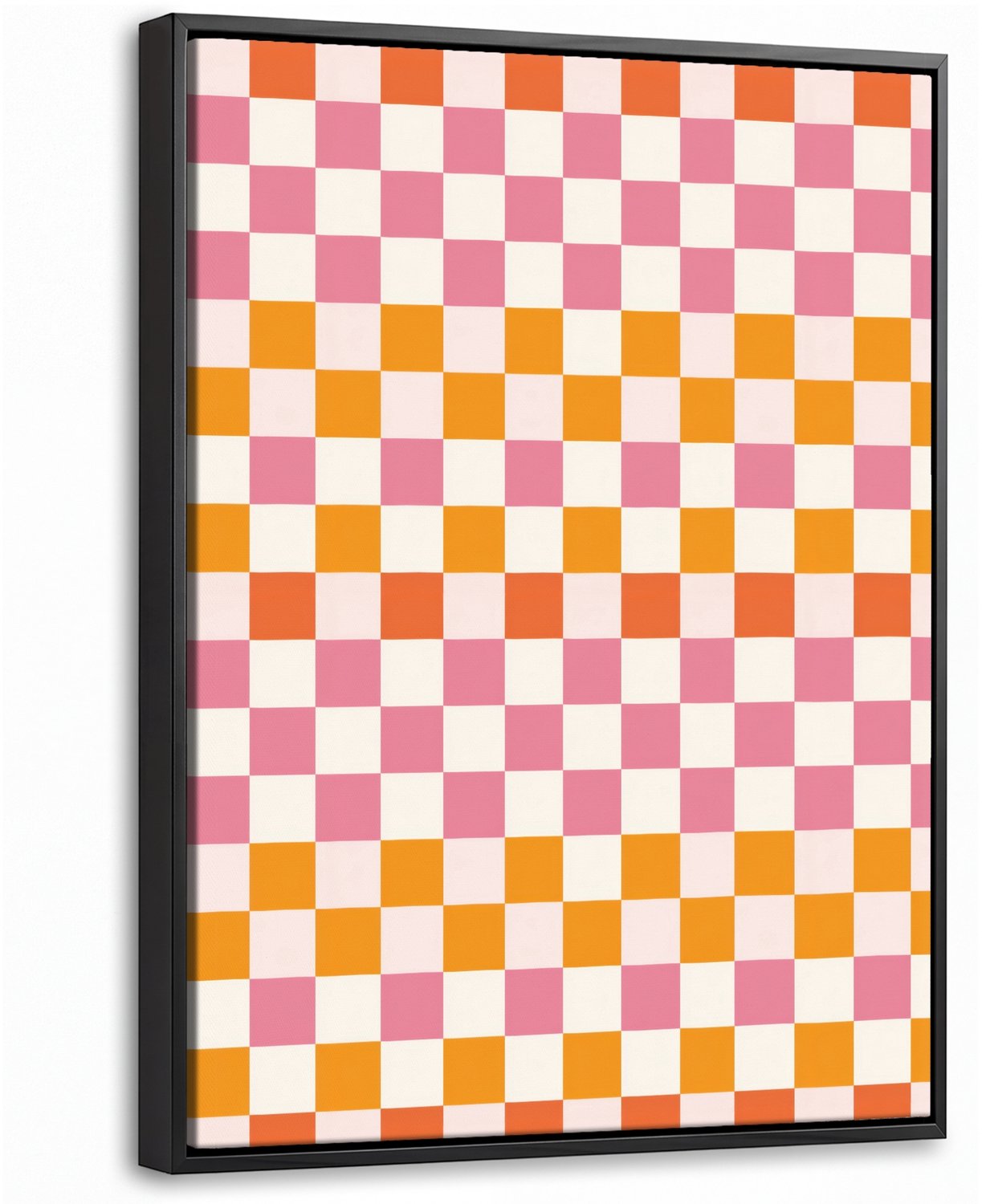Canvas Schilderij met Baklijst 30x40cm - Vierkant - Patroon - Oranje - Muurdecoratie woonkamer - Slaapkamer decoratie - Kamer accessoires - Schilderijen op canvas met lijst