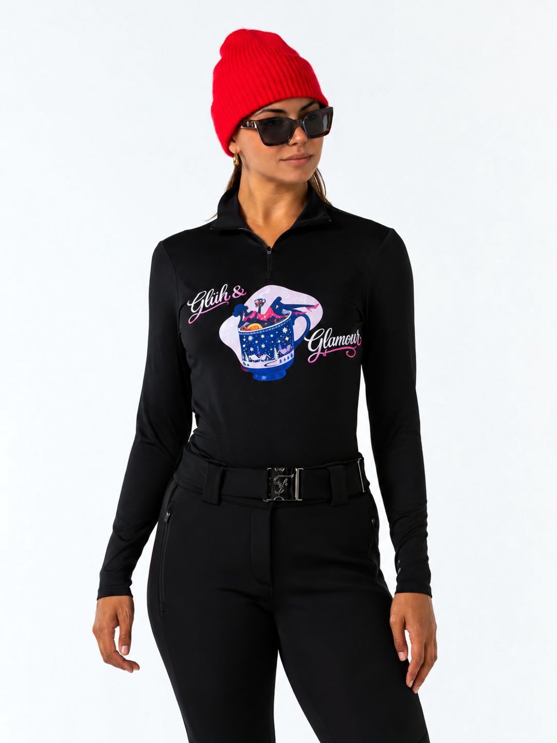FALCON Partypully- Gluh & Glamour Skipully met rits dames Zwart