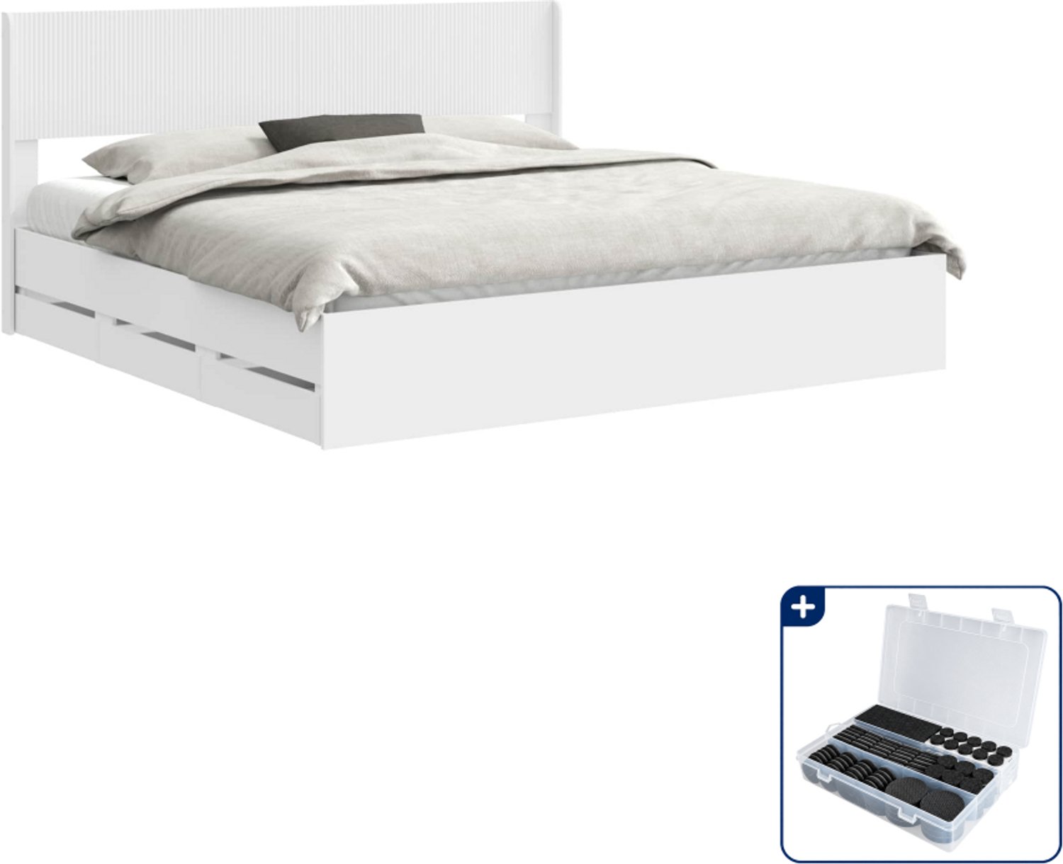 vidaXL bedframe - Kingsize - 180 x 200 cm - wit - Inclusief antikrasvilt 177-delig