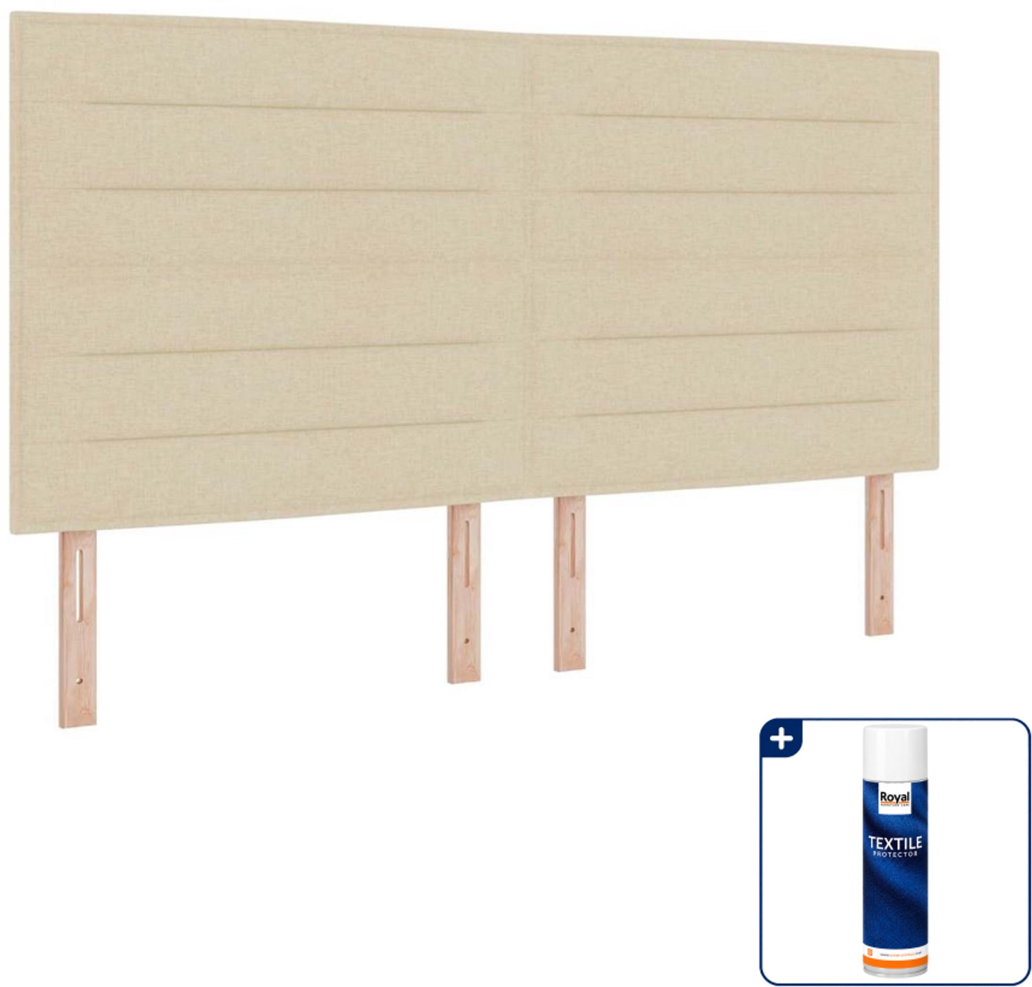 vidaXL Kingsize boxspring - 180 x 200 cm - crème - Inclusief textielbeschermer 500 ml