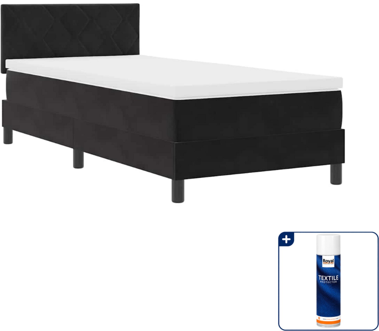 vidaXL led boxspring - 90 x 190 cm - zwart - Inclusief textielbeschermer 500 ml