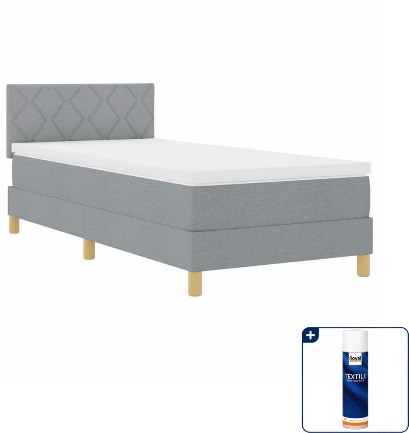vidaXL boxspring - 90 x 200 cm - lichtgrijs - Inclusief textielbeschermer 500 ml