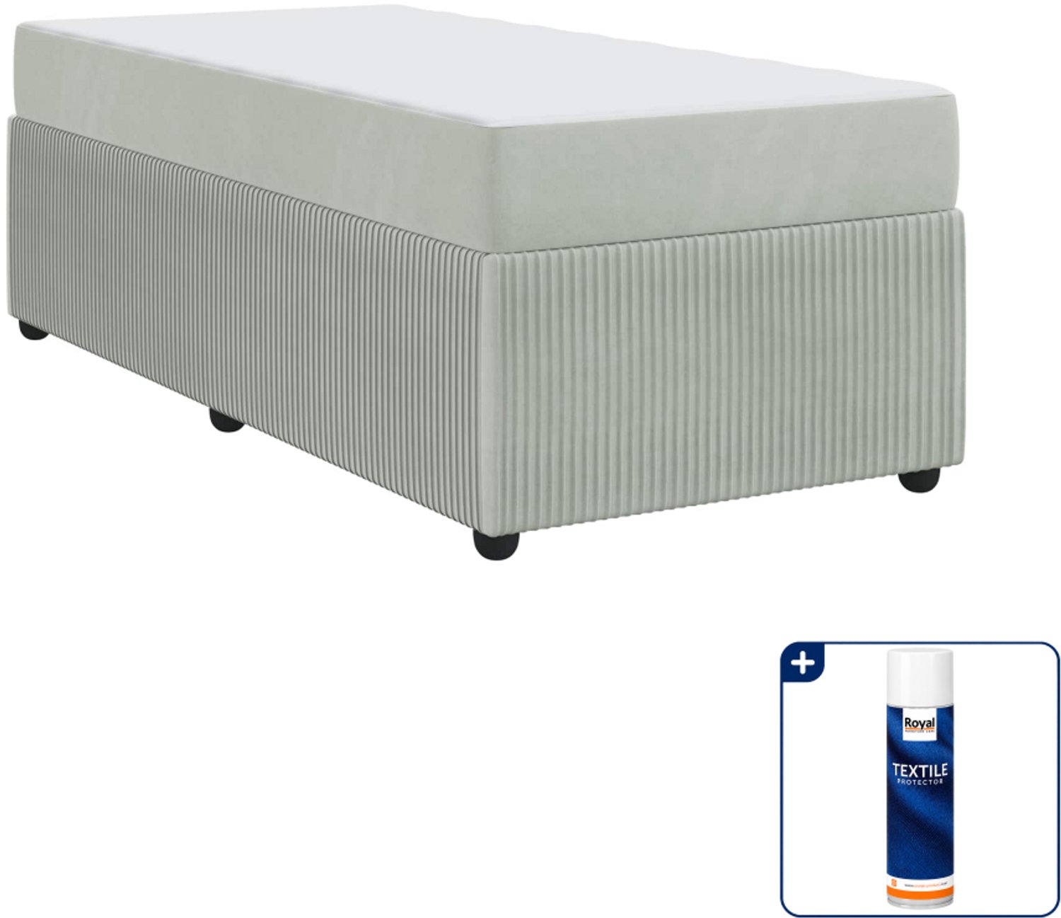 vidaXL bed met matras - 100 x 200 cm - stof - lichtgrijs - Inclusief textielbeschermer 500 ml Groen