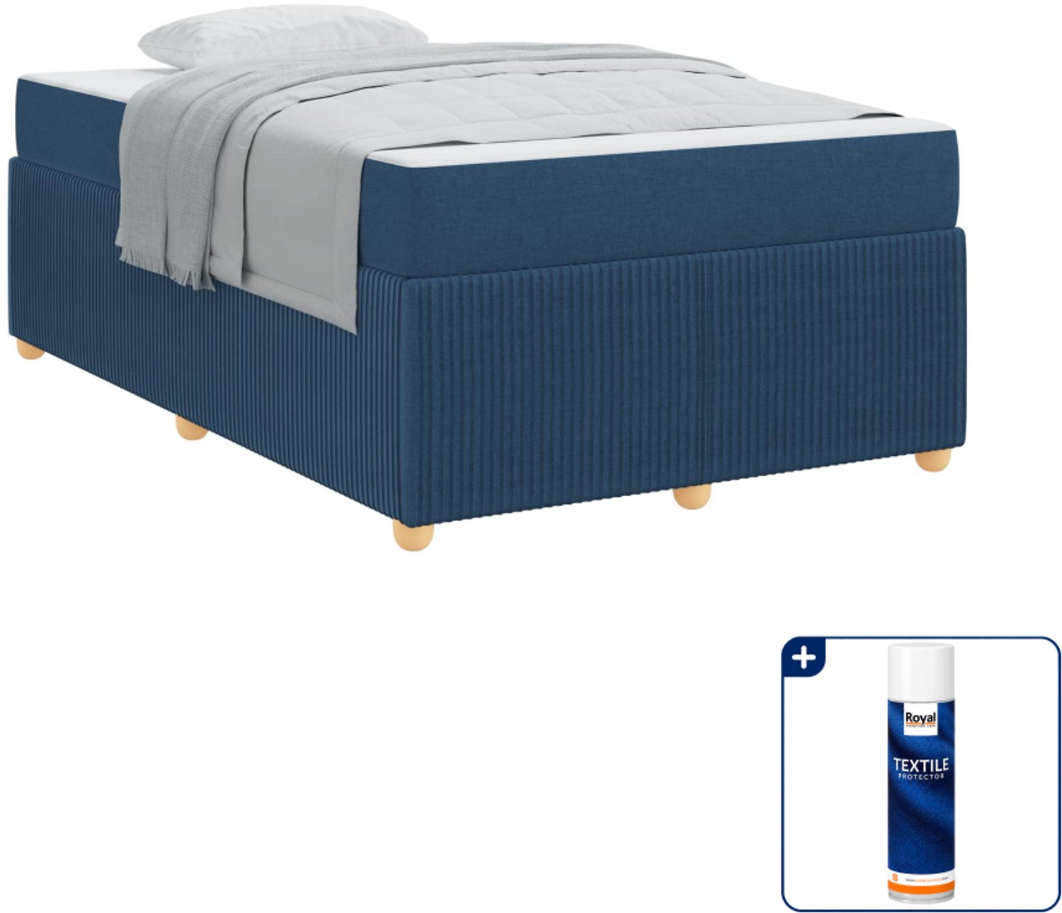 vidaXL bedframe - 120 x 190 cm - stof - blauw - Inclusief textielbeschermer 500 ml