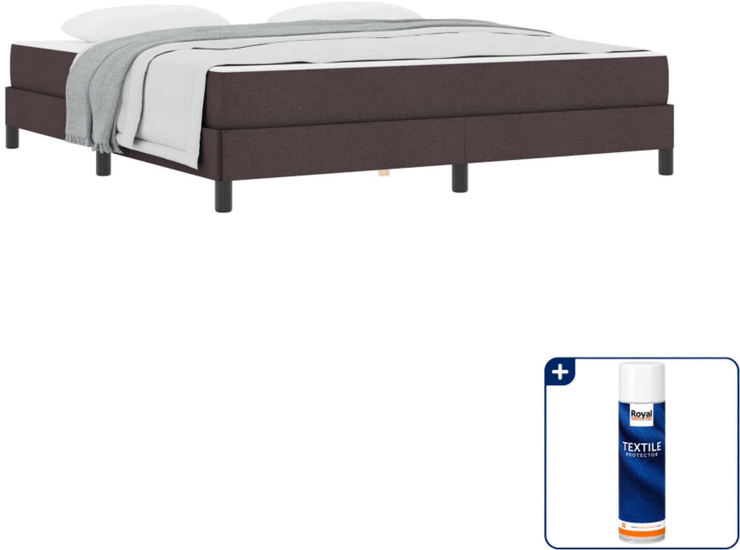 vidaXL Boxspringbed Kingsize - 180 x 200 cm - donkerbruin - Inclusief textielbeschermer 500 ml
