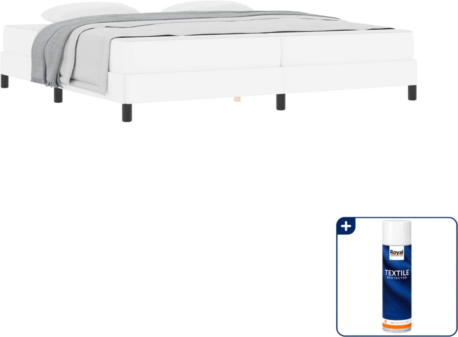 vidaXL bed met matras - 200 x 200 cm - stof - wit - Inclusief textielbeschermer 500 ml