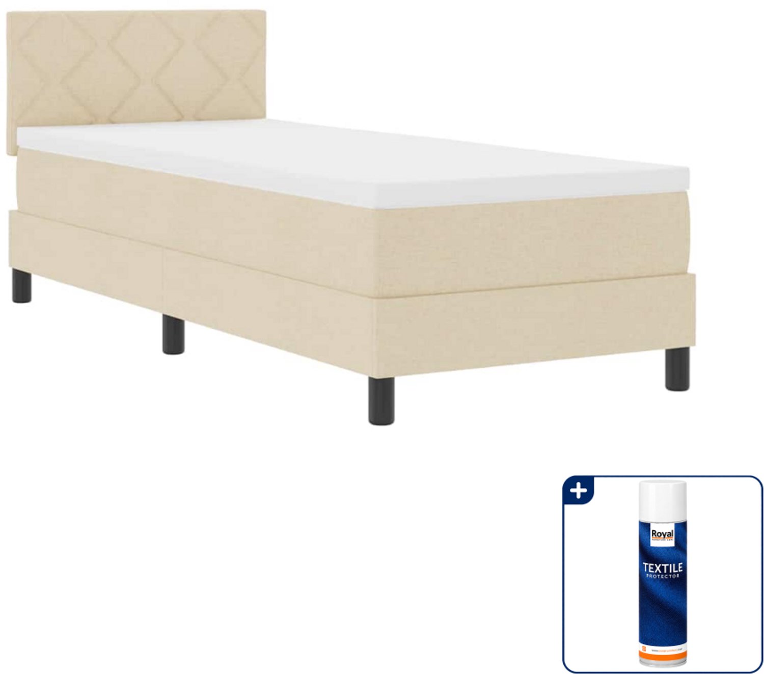vidaXL boxspring - 80 x 200 cm - stof - crème - Inclusief textielbeschermer 500 ml