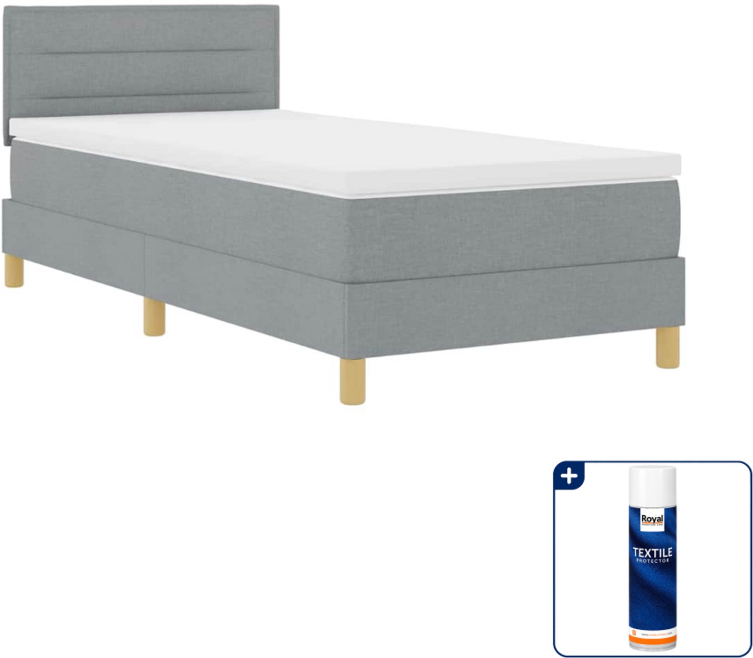 vidaXL led boxspringbed - 80 x 200 cm - lichtgrijs - Inclusief textielbeschermer 500 ml