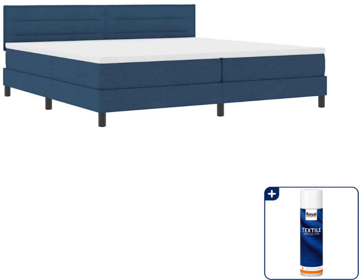 vidaXL boxspring met matras en LED - 200 x 200 cm - stof - blauw - Inclusief textielbeschermer 500 ml