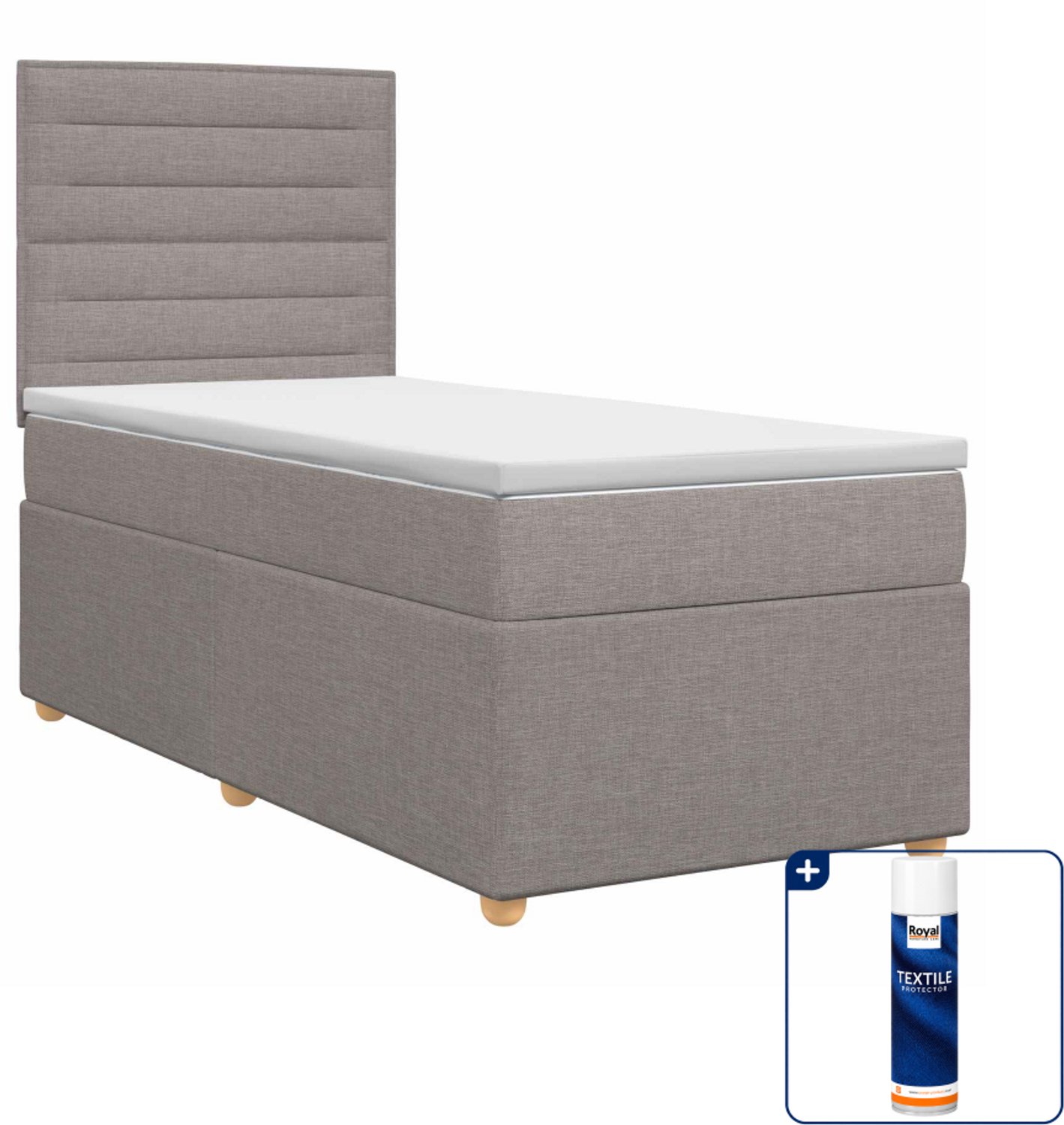 vidaXL boxspringbed - 90 x 190 cm - stof - taupe - Inclusief textielbeschermer 500 ml