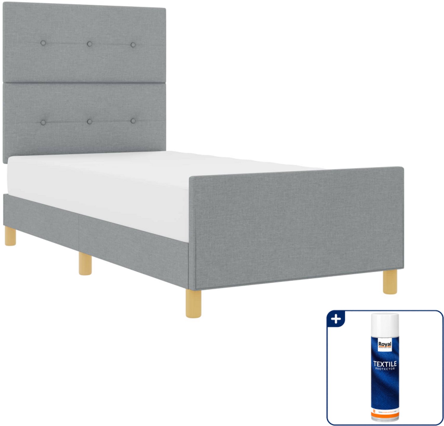 vidaXL bedframe - 100 x 200 cm - lichtgrijs - Inclusief textielbeschermer 500 ml