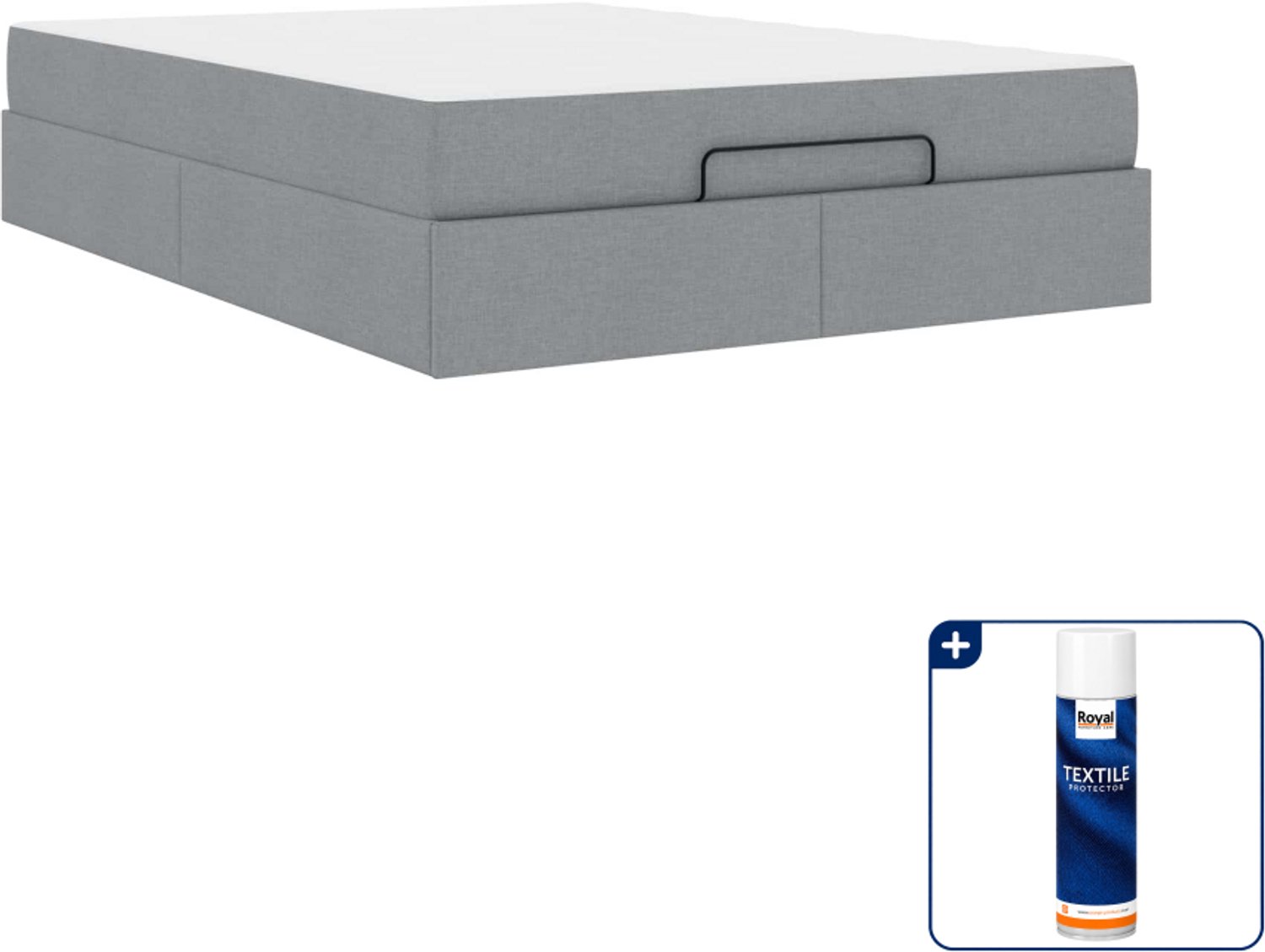 vidaXL Bed met matras 140 x 190 cm - stof - lichtgrijs - Inclusief textielbeschermer 500 ml Bruin