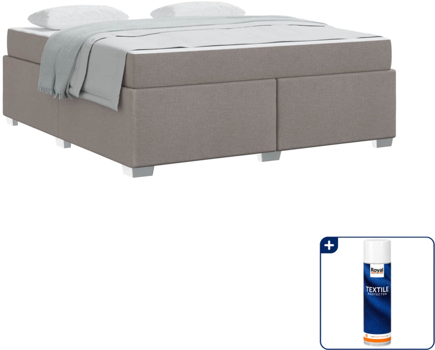 vidaXL Bedframe - Kingsize - 180 x 200 cm - stof - taupe - Inclusief textielbeschermer 500 ml Grijs