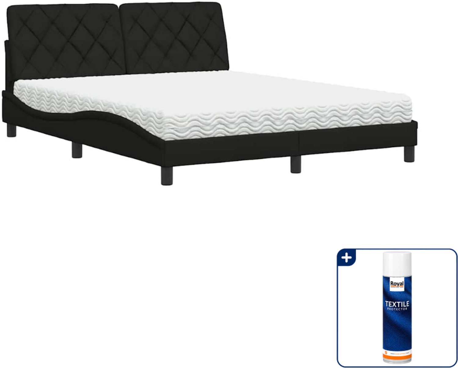 vidaXL Piran bed met matras - Queensize - 160 x 200 cm - zwart - Inclusief textielbeschermer 500 ml Blauw