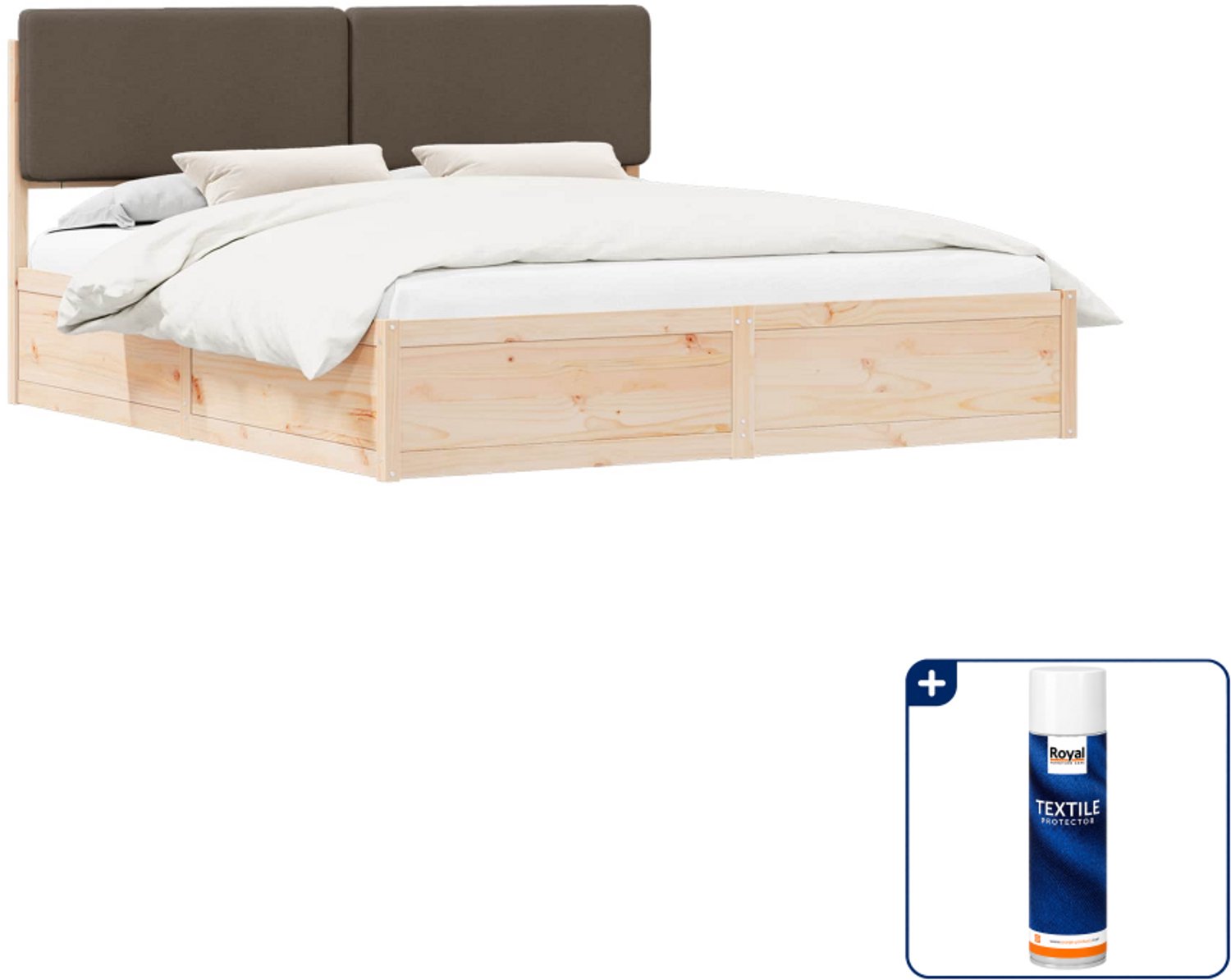vidaXL bedframe - Kingsize - 180 x 200 cm - taupe - Inclusief textielbeschermer 500 ml Blauw