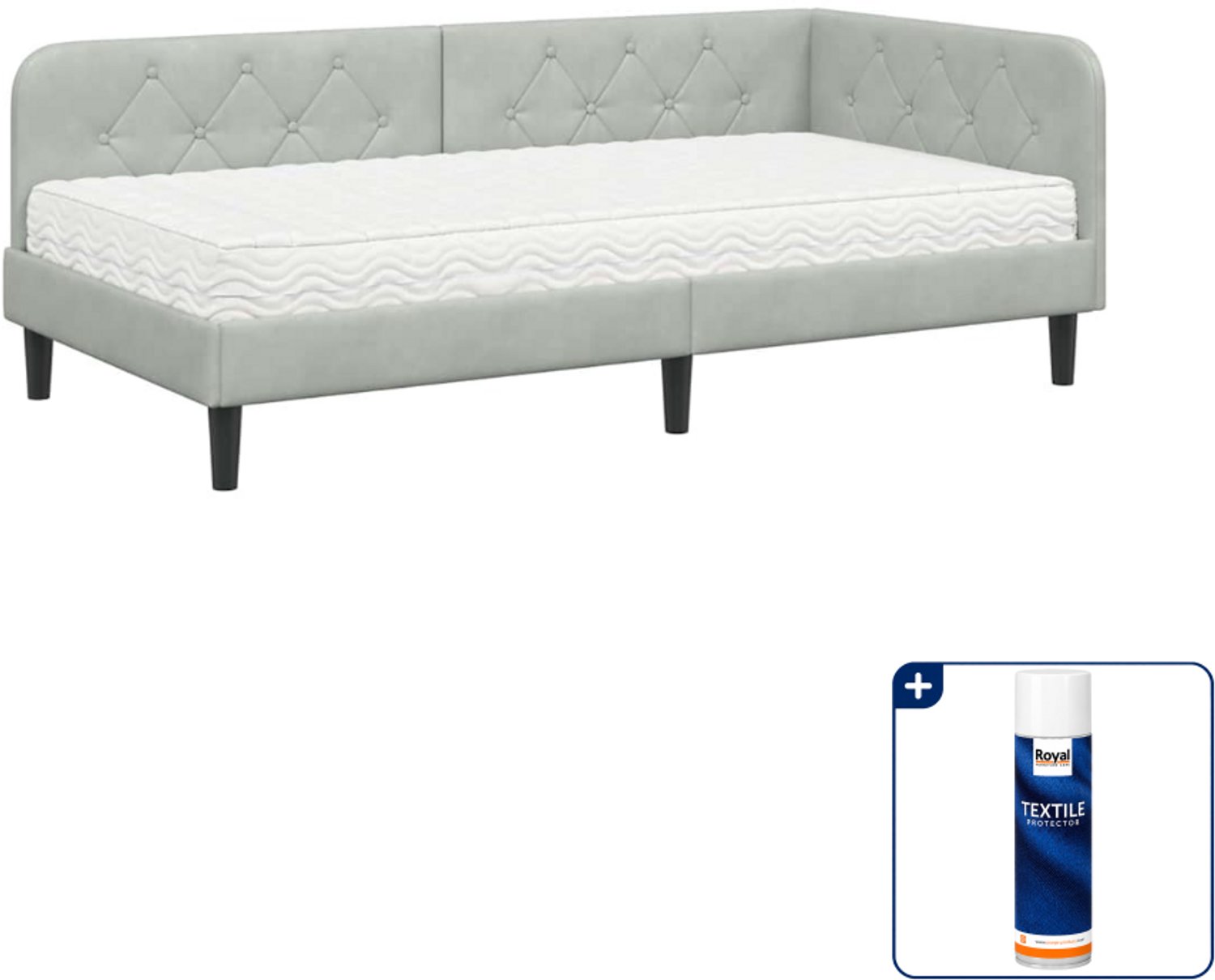 vidaXL hoekbedframe - 100 x 200 cm - fluweel - lichtgrijs - Inclusief textielbeschermer 500 ml