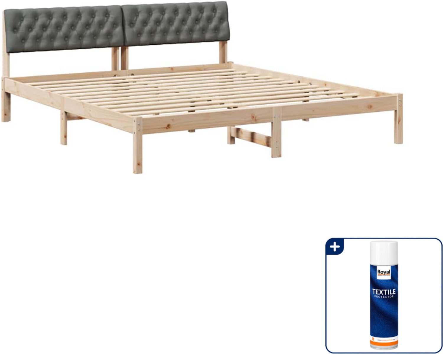 vidaXL Bedframe - Kingsize - 180 x 200 cm - massief grenenhout - bruin - Inclusief textielbeschermer 500 ml