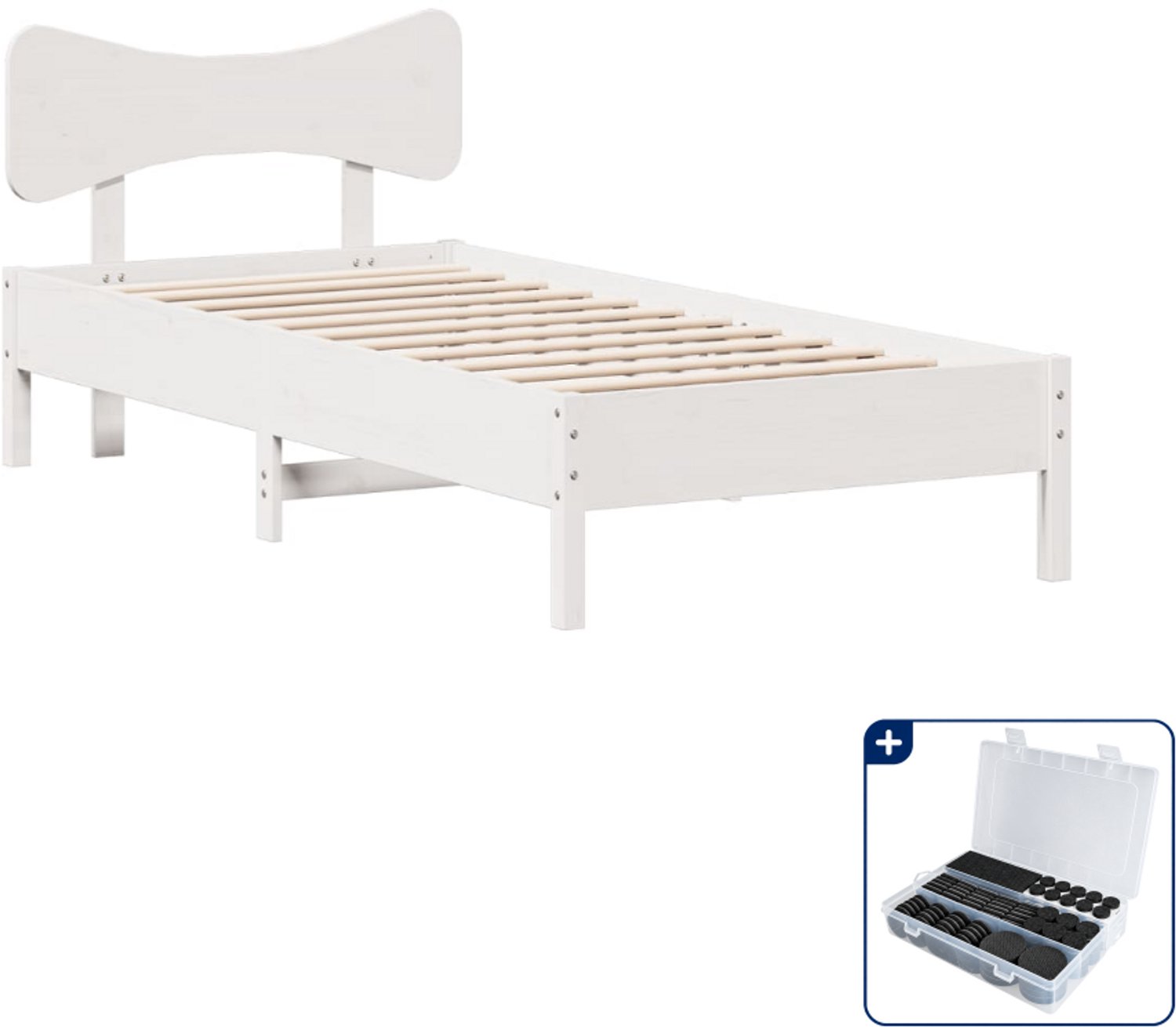 vidaXL bedframe - 100 x 200 cm - massief grenenhout - wit - Inclusief antikrasvilt 177-delig Bruin