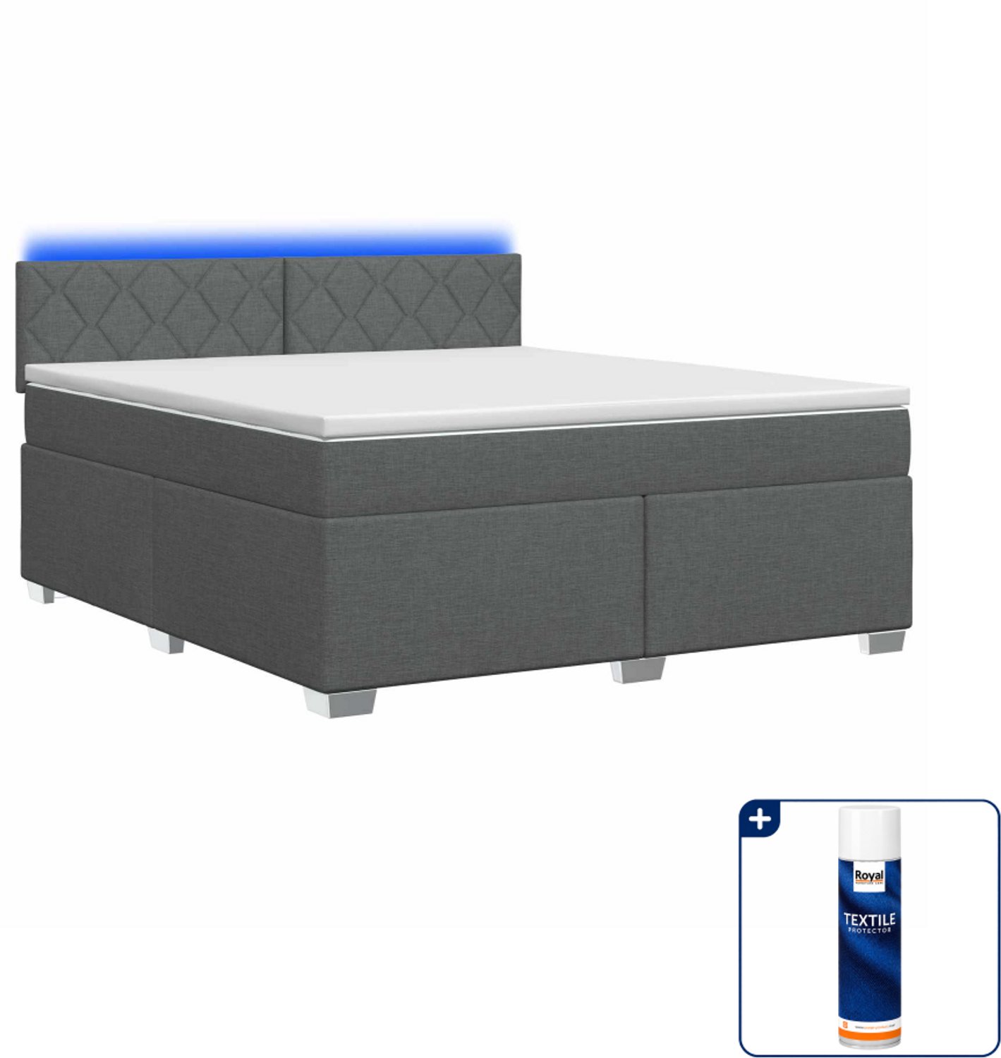 vidaXL boxspring - small double 140 x 200 cm - donkergrijs - Inclusief textielbeschermer 500 ml