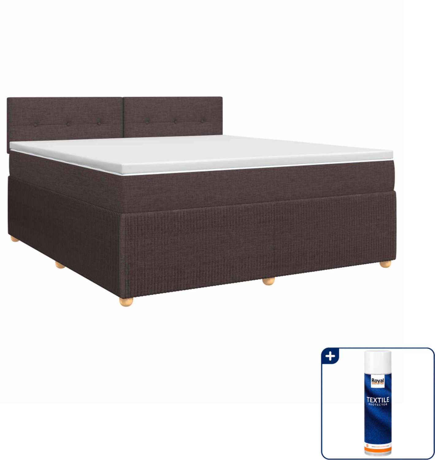 vidaXL Boxspringbed 140 x 190 cm - donkerbruin - Inclusief textielbeschermer 500 ml