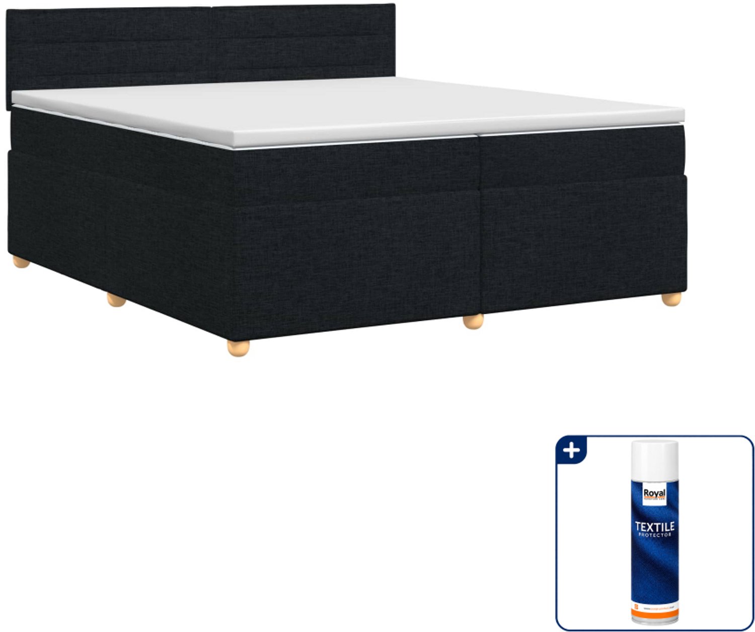 vidaXL boxspringbed - Super kingsize - 200 x 200 cm - zwart - Inclusief textielbeschermer 500 ml
