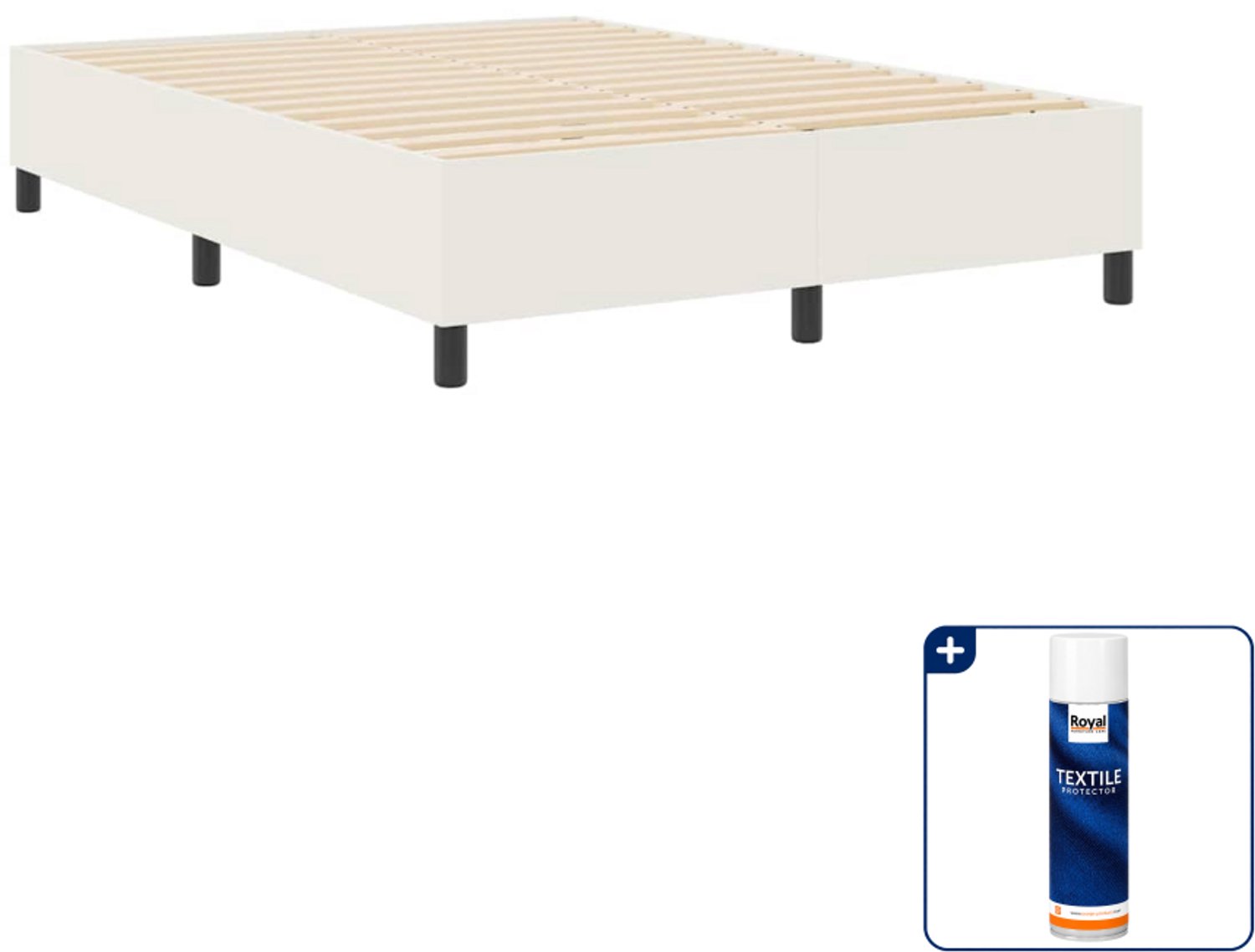 vidaXL platform bedframe - Queensize - 160 x 200 cm - Crème - Inclusief textielbeschermer 500 ml