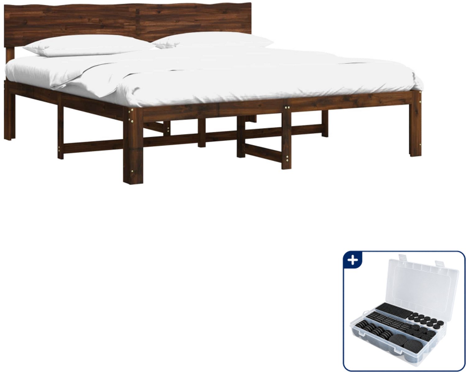 vidaXL bed ROSTOCK - 200 x 200 cm - donkerbruin - Inclusief antikrasvilt 177-delig